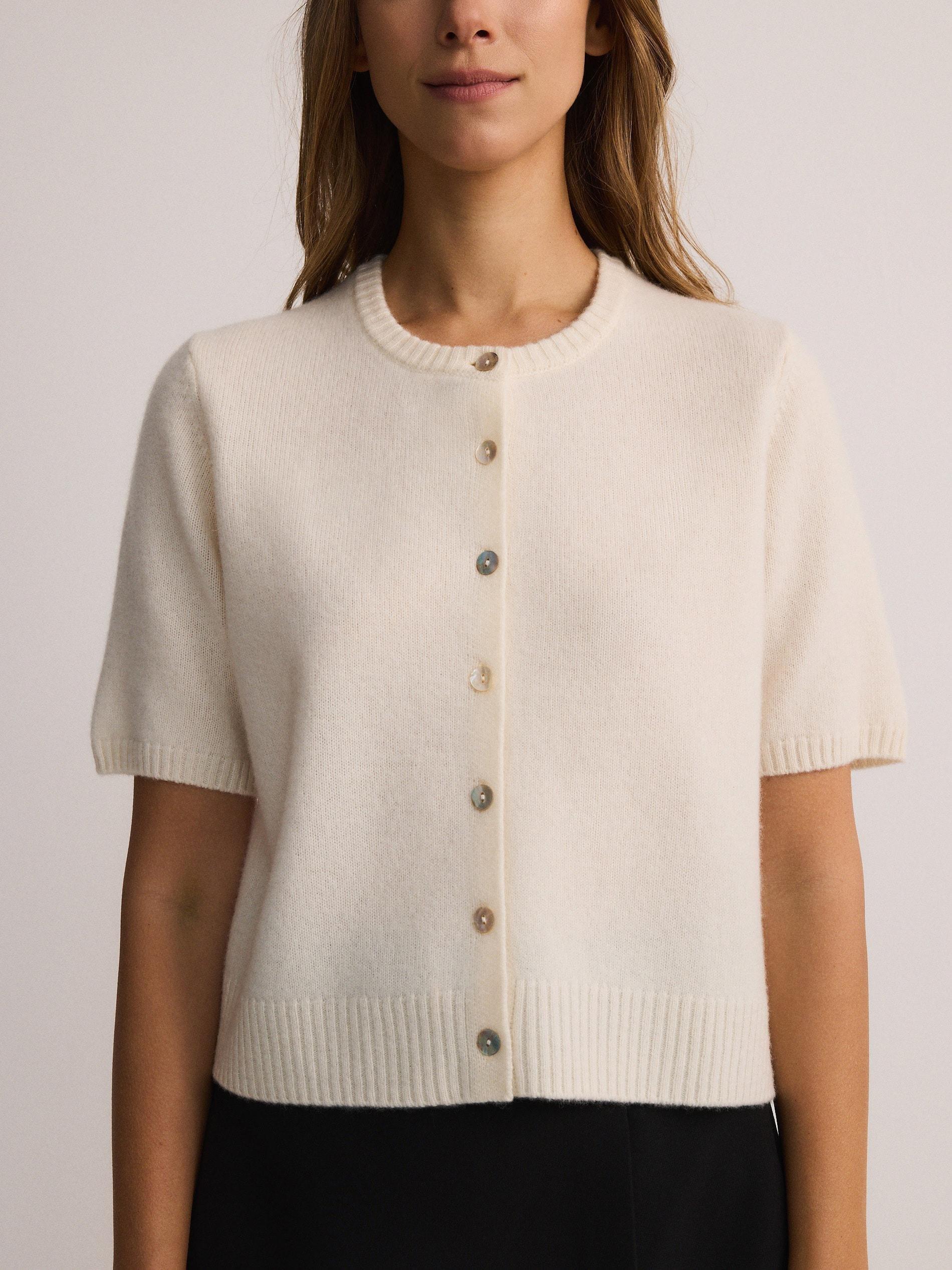Beige Wool Cardigan, , large image number 3