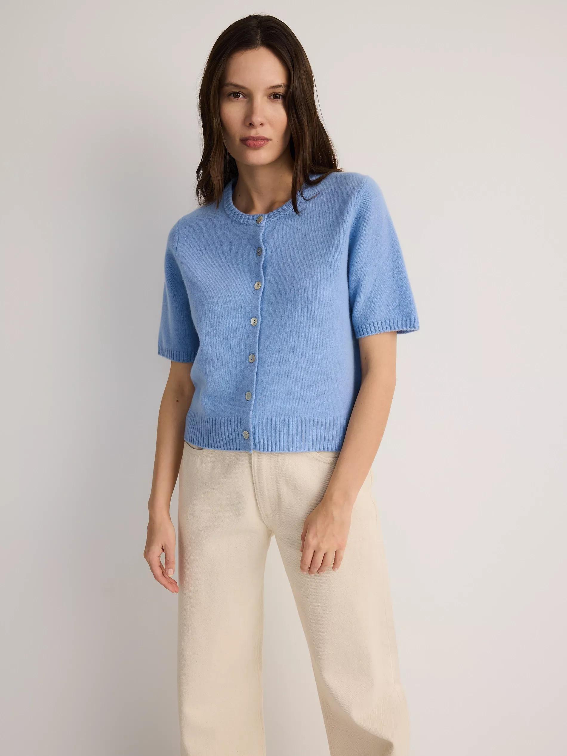 Blue Wool Cardigan, , large image number 1