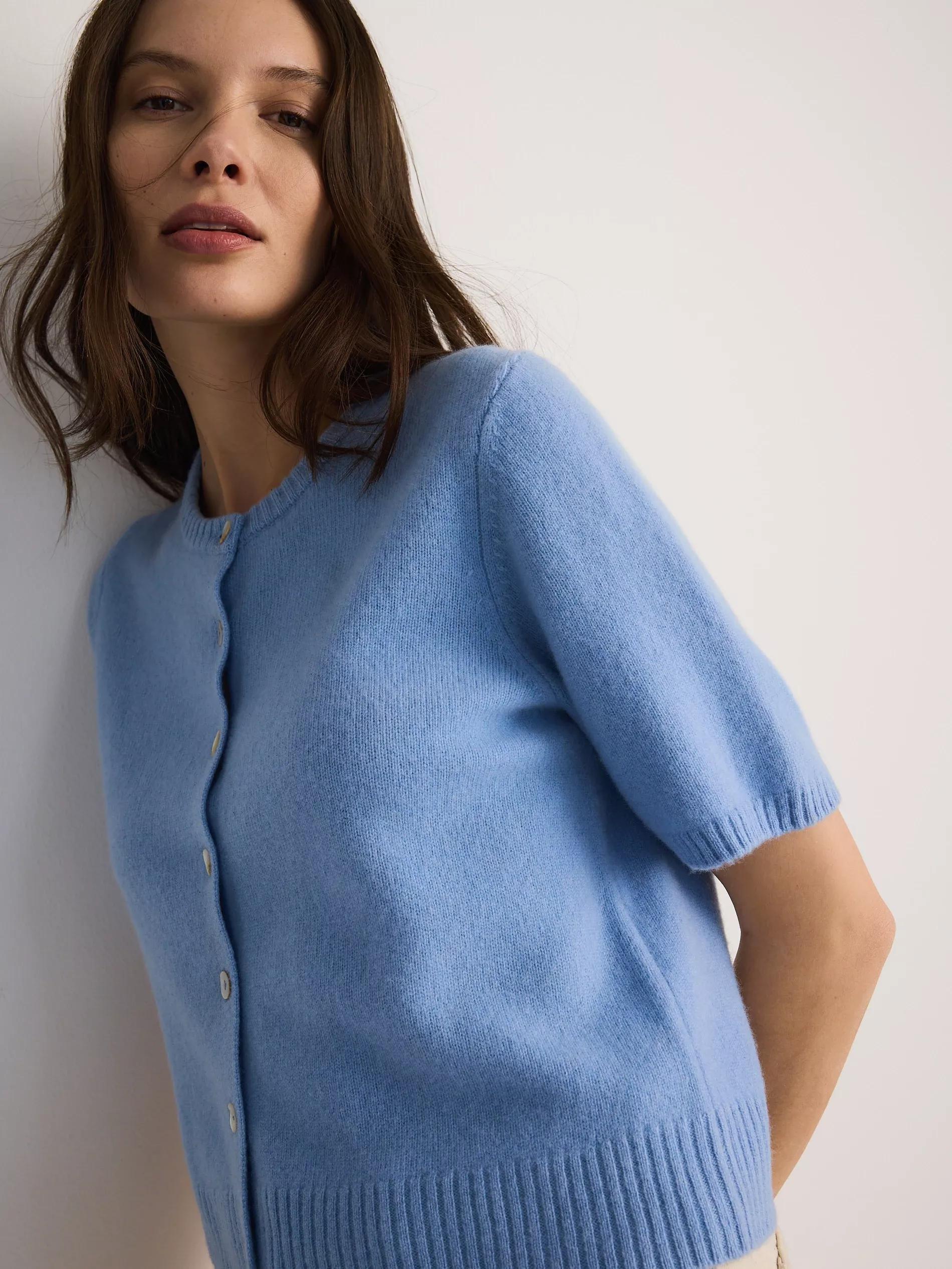 Blue Wool Cardigan, , large image number 2