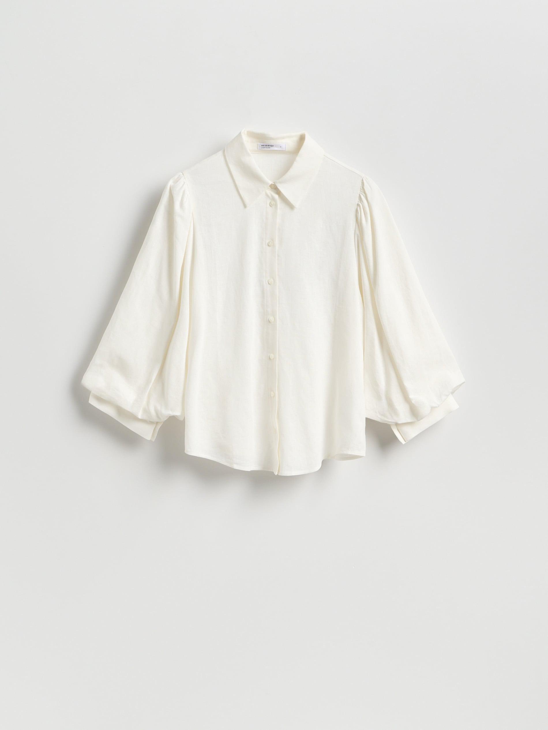 White Linen Rich Shirt, White, large image number 0