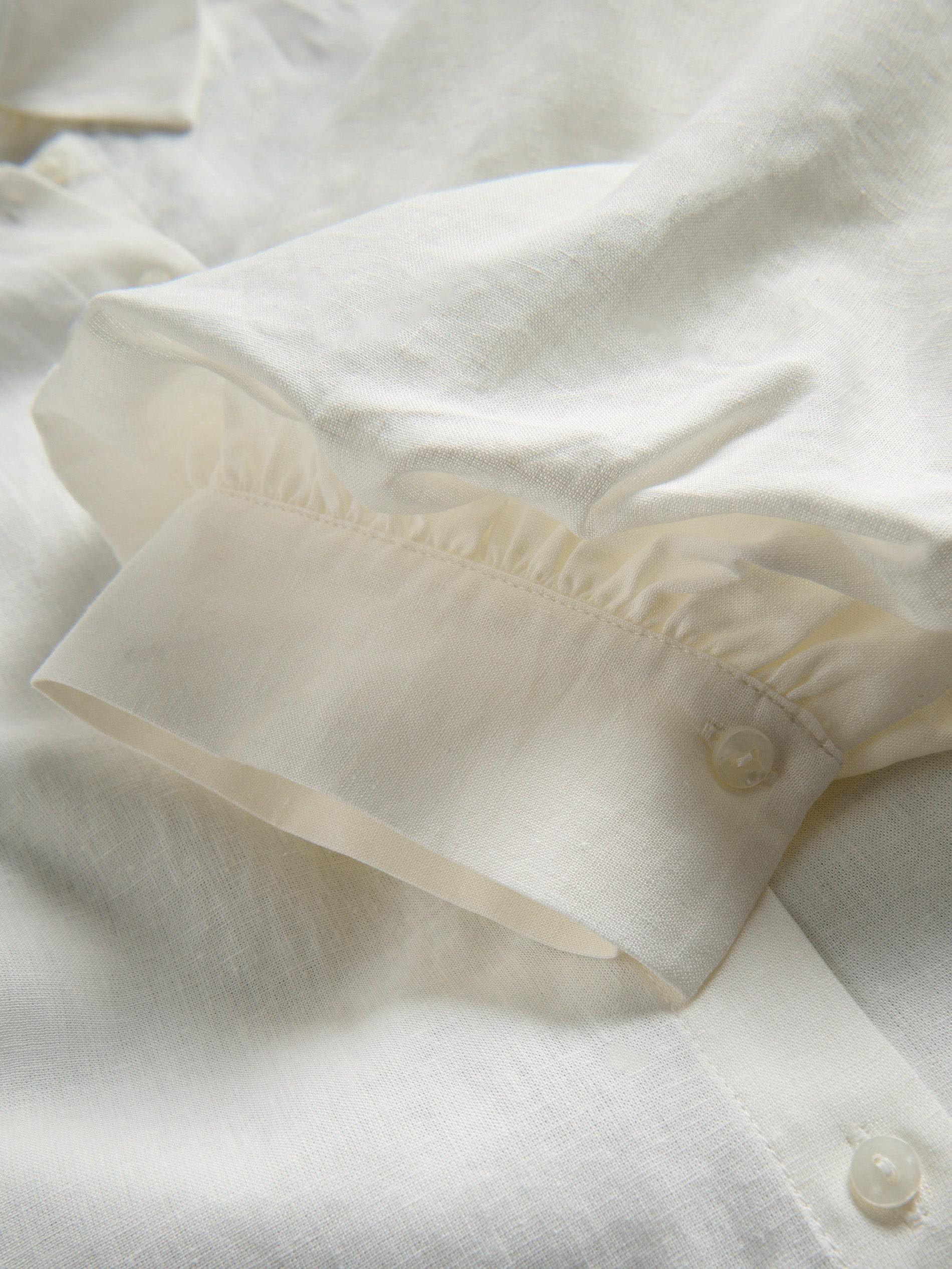 White Linen Rich Shirt, White, large image number 1