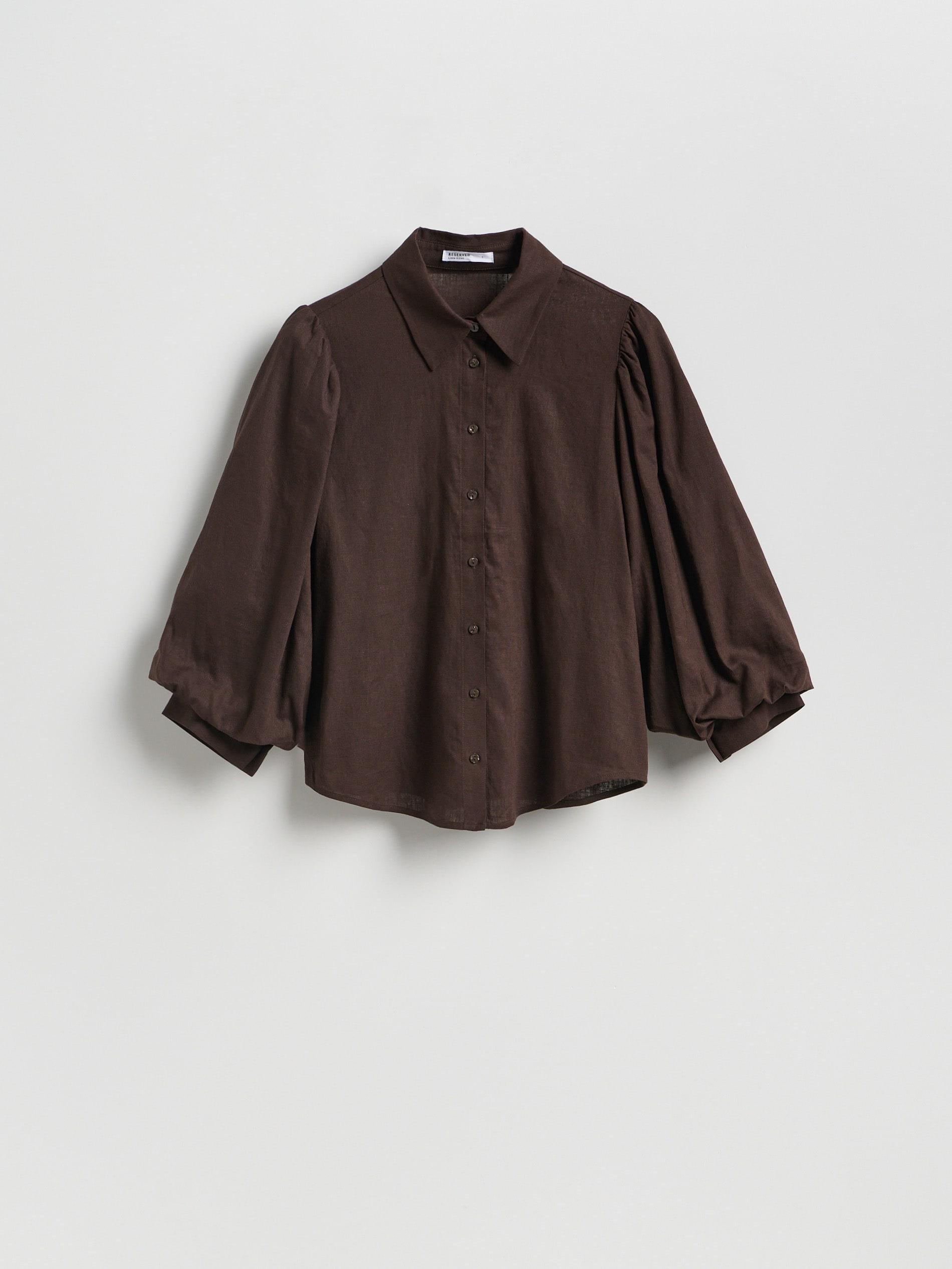 Brown Linen Rich Shirt, Brown, medium