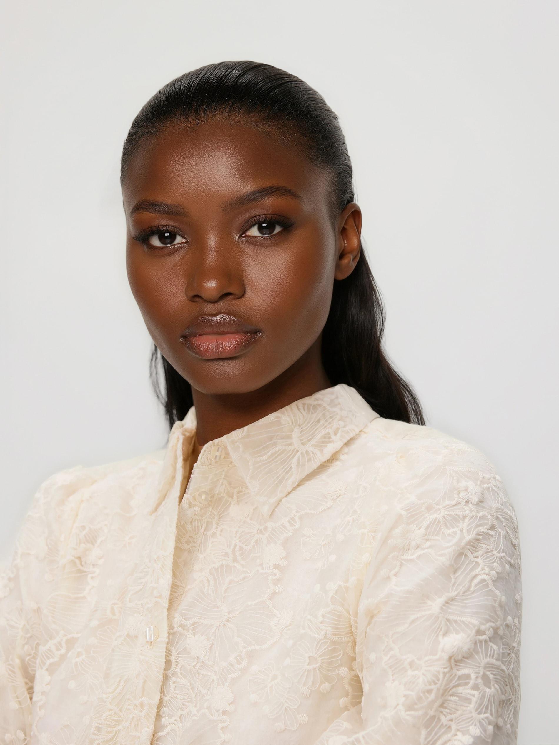 Cream Blouse With Embroidery, Ivory, large image number 1
