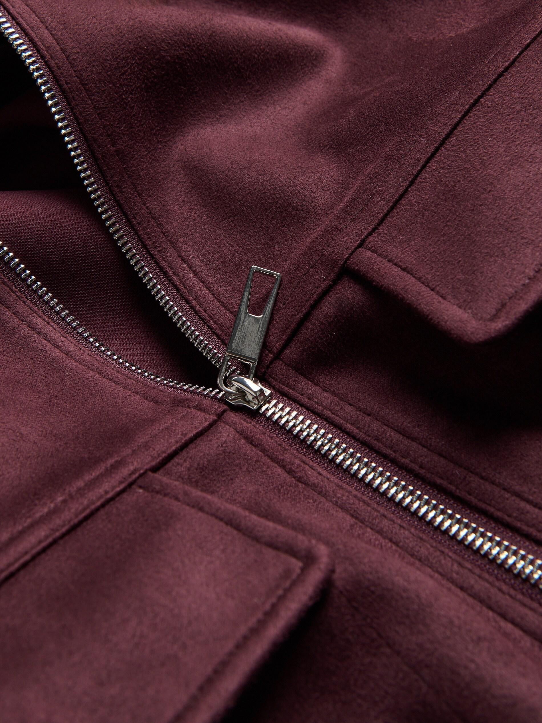 Burgundy Faux Suede Cropped Jacket, Purple, large image number 5