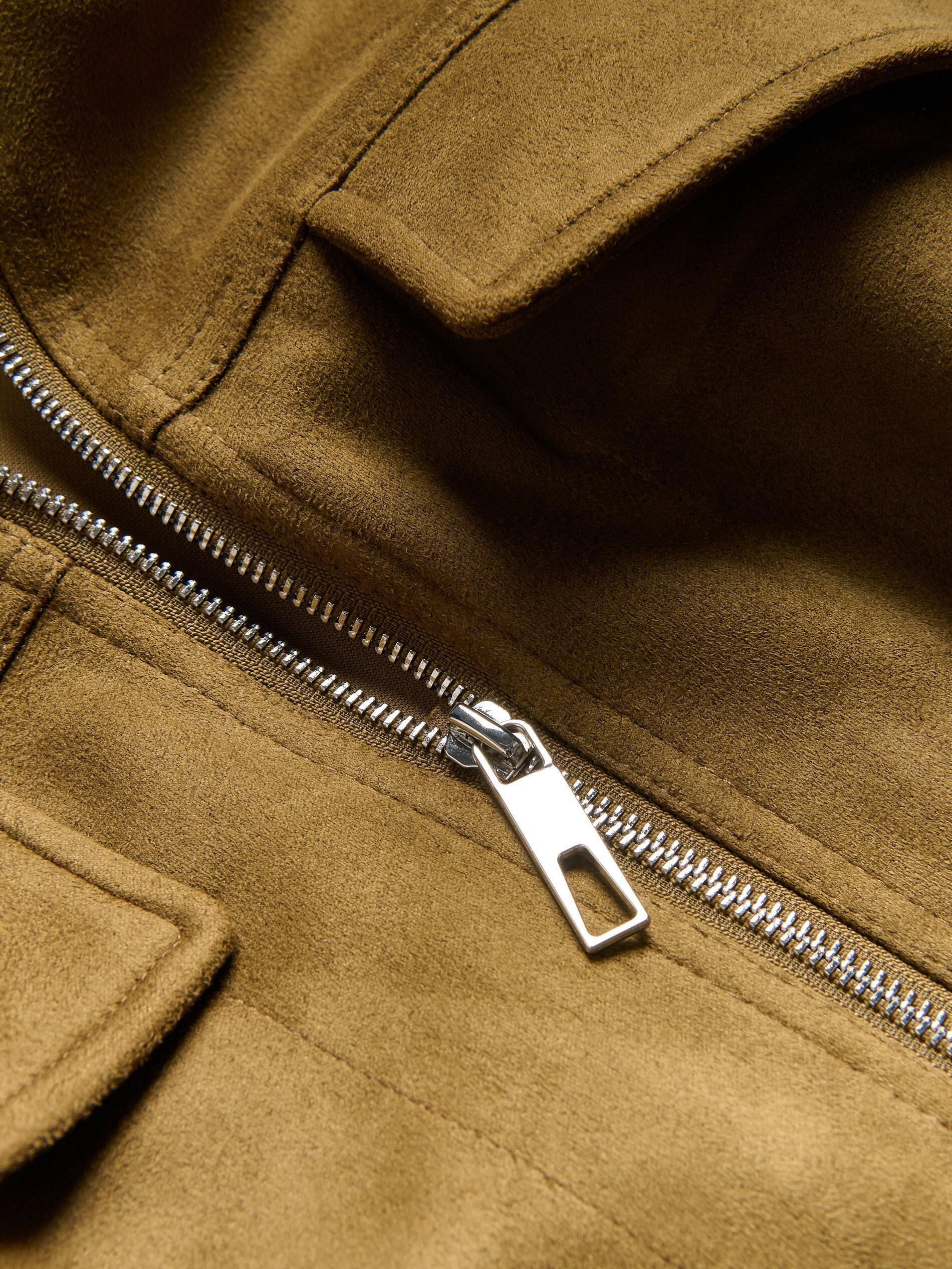 Green Faux Suede Cropped Jacket, Green, large image number 5