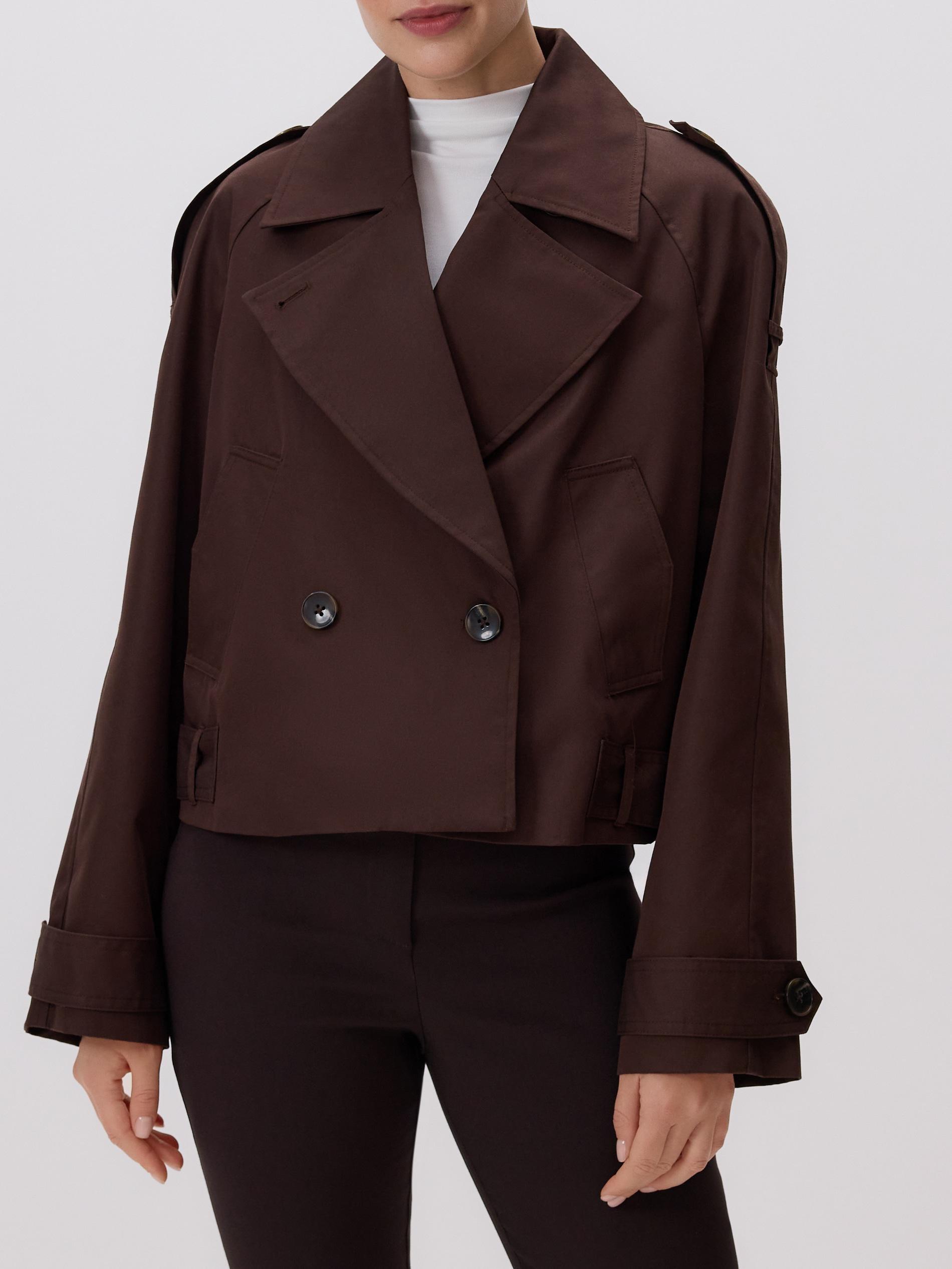 Brown Short Cotton Rich Trench Coat, Brown, medium