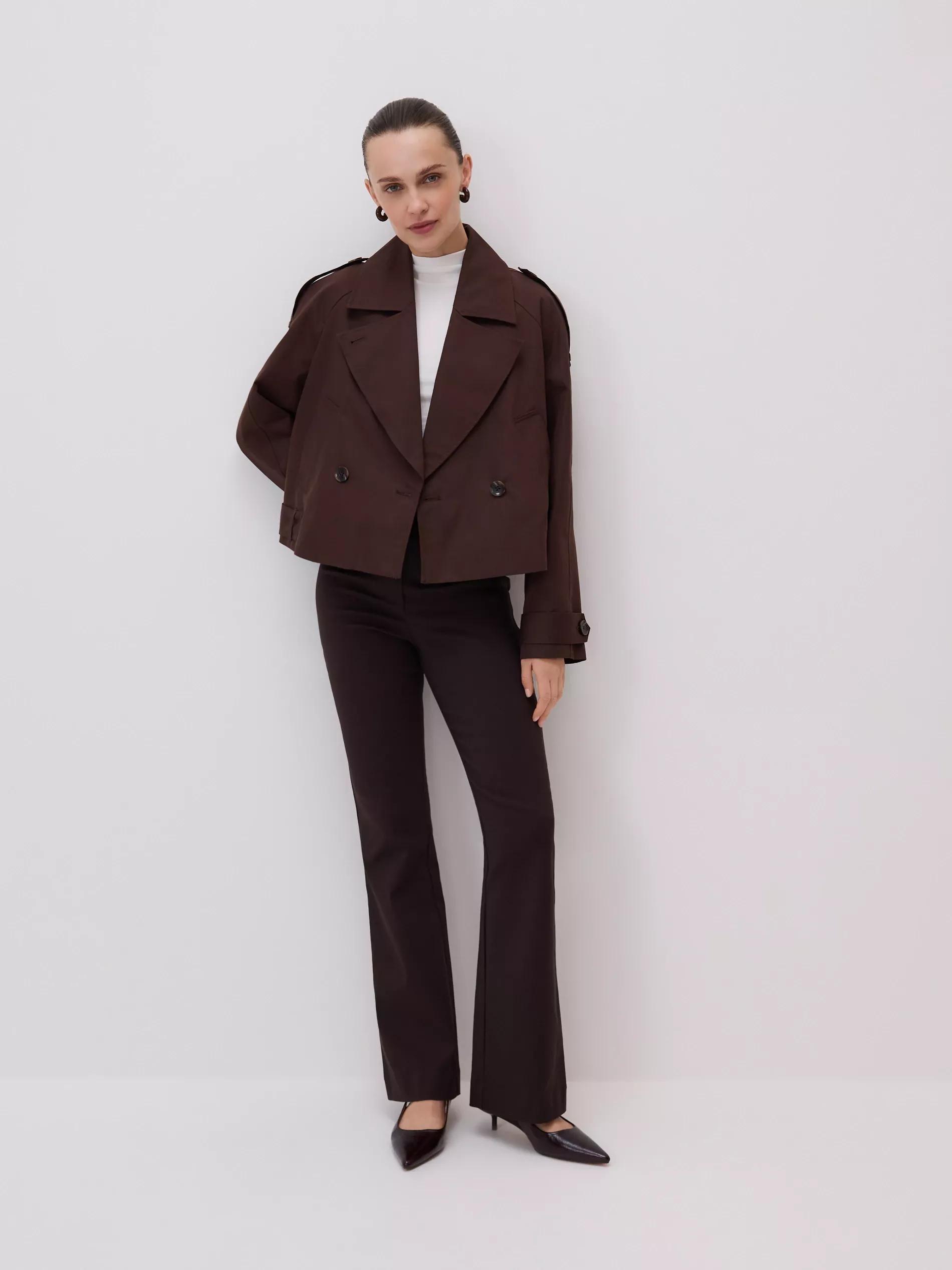 Brown Short Cotton Rich Trench Coat, Brown, large image number 1