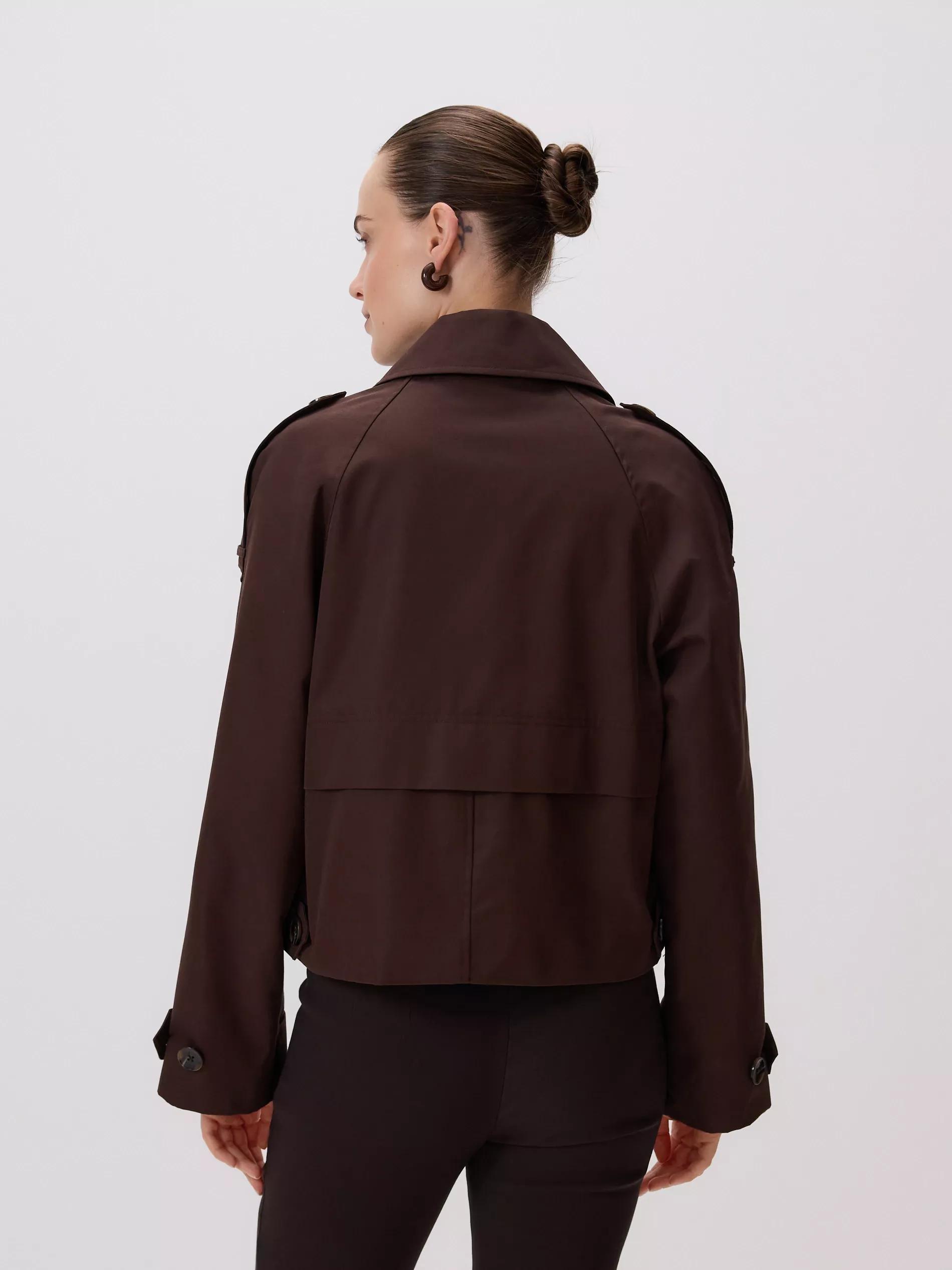 Brown Short Cotton Rich Trench Coat, Brown, large image number 3