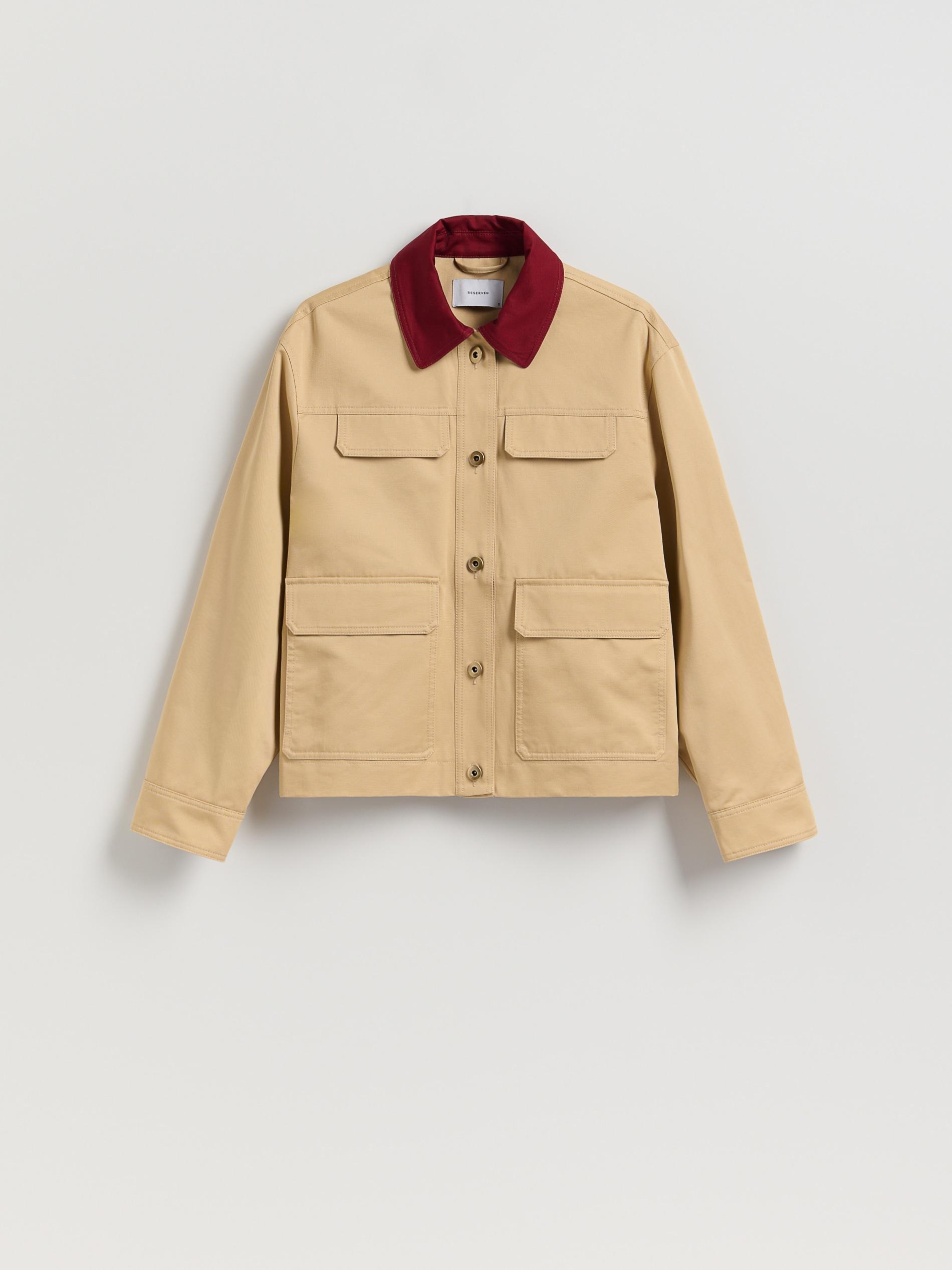 Beige Jacket With Contrasting Collar, Beige, large image number 5