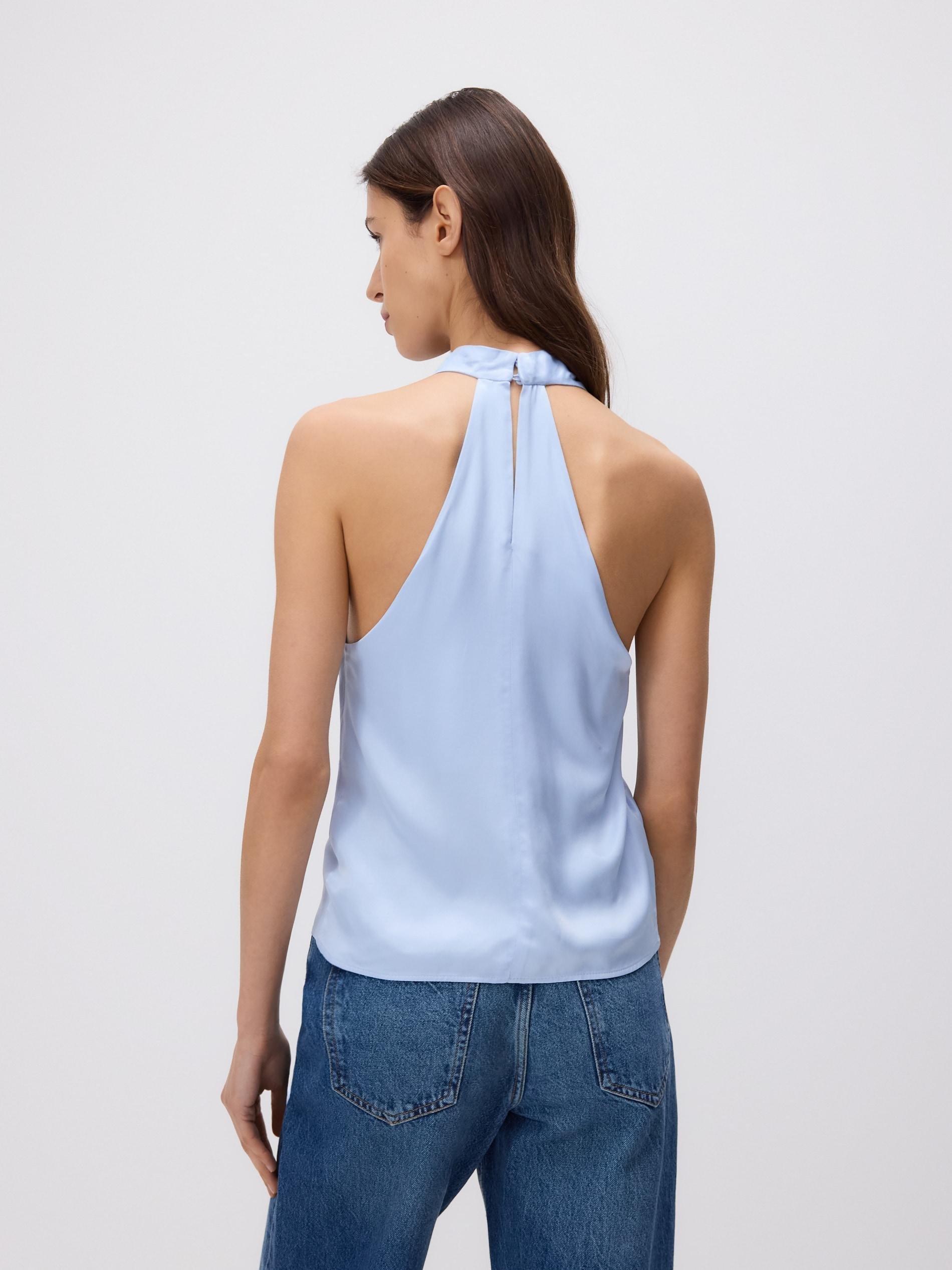 Pale Blue Halter Top, Blue, large image number 3
