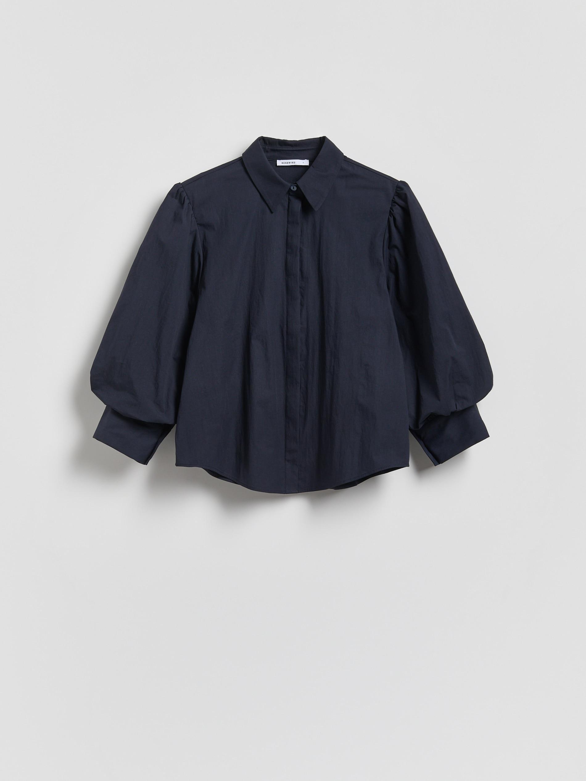 Navy Shirt With Puffy Sleeves, Navy, large image number 3