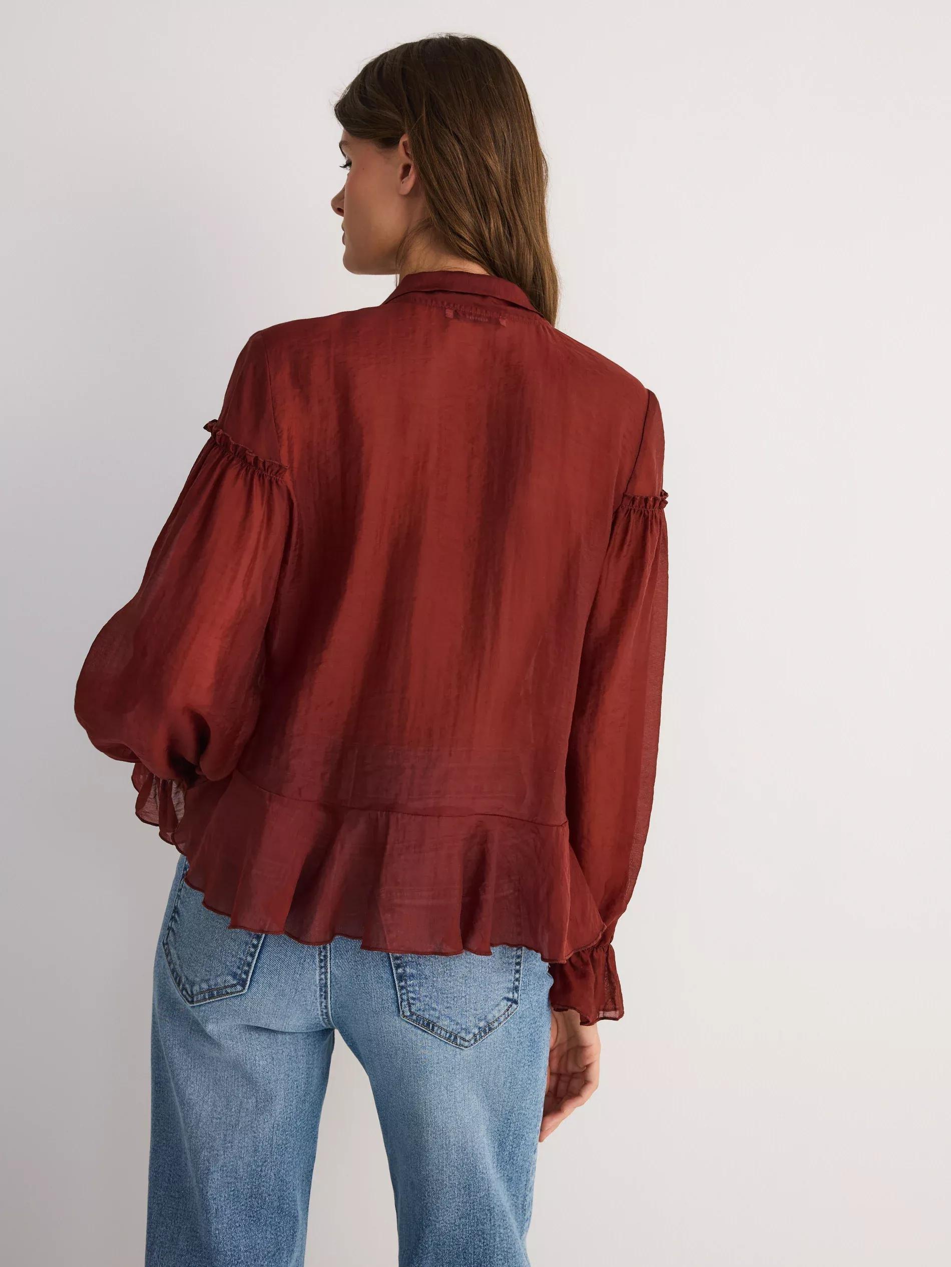 Brown Lyocell Blend Blouse, , large image number 3