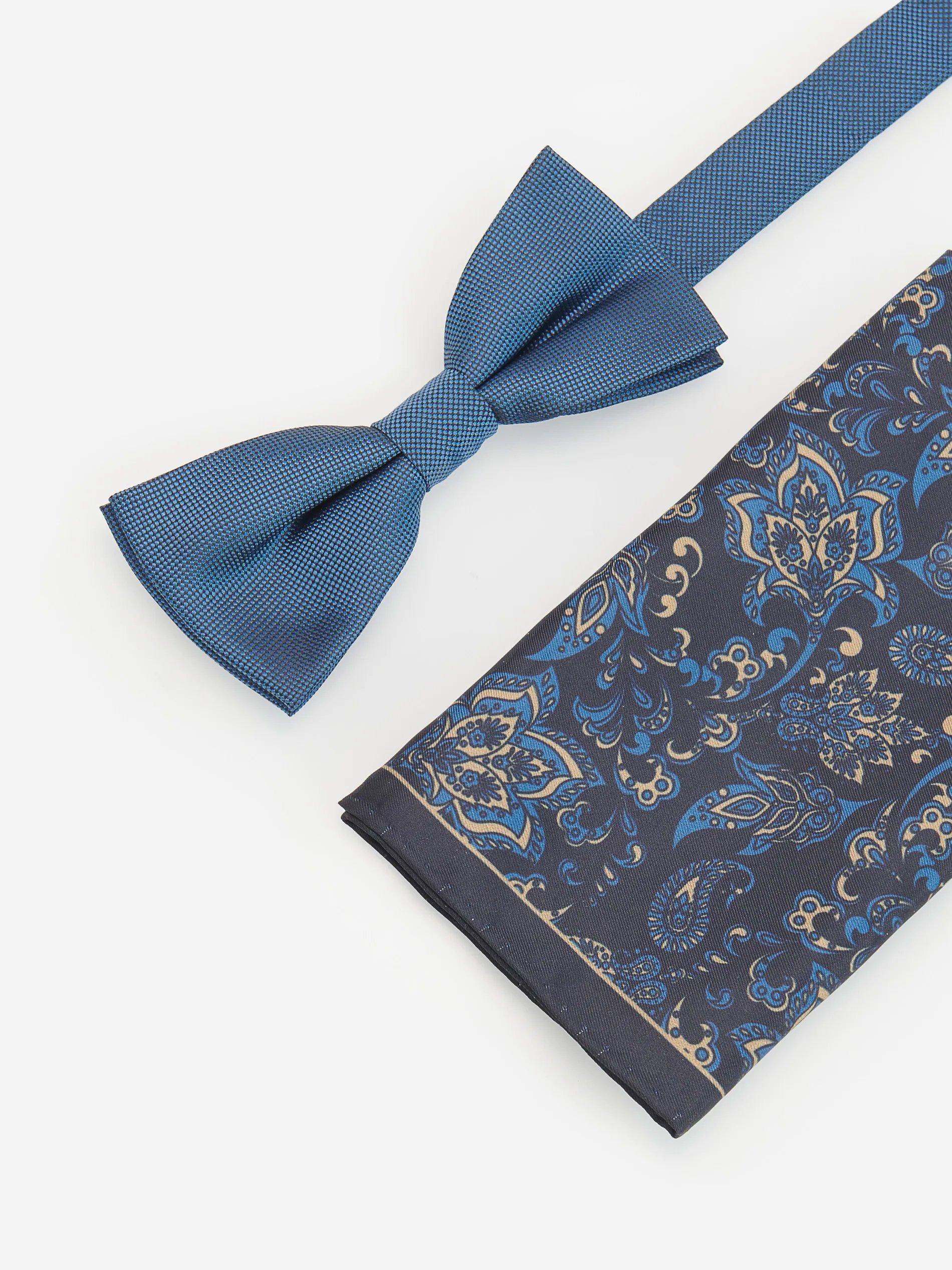Blue Bow Tie And Pocket Square, Men, , large image number 0