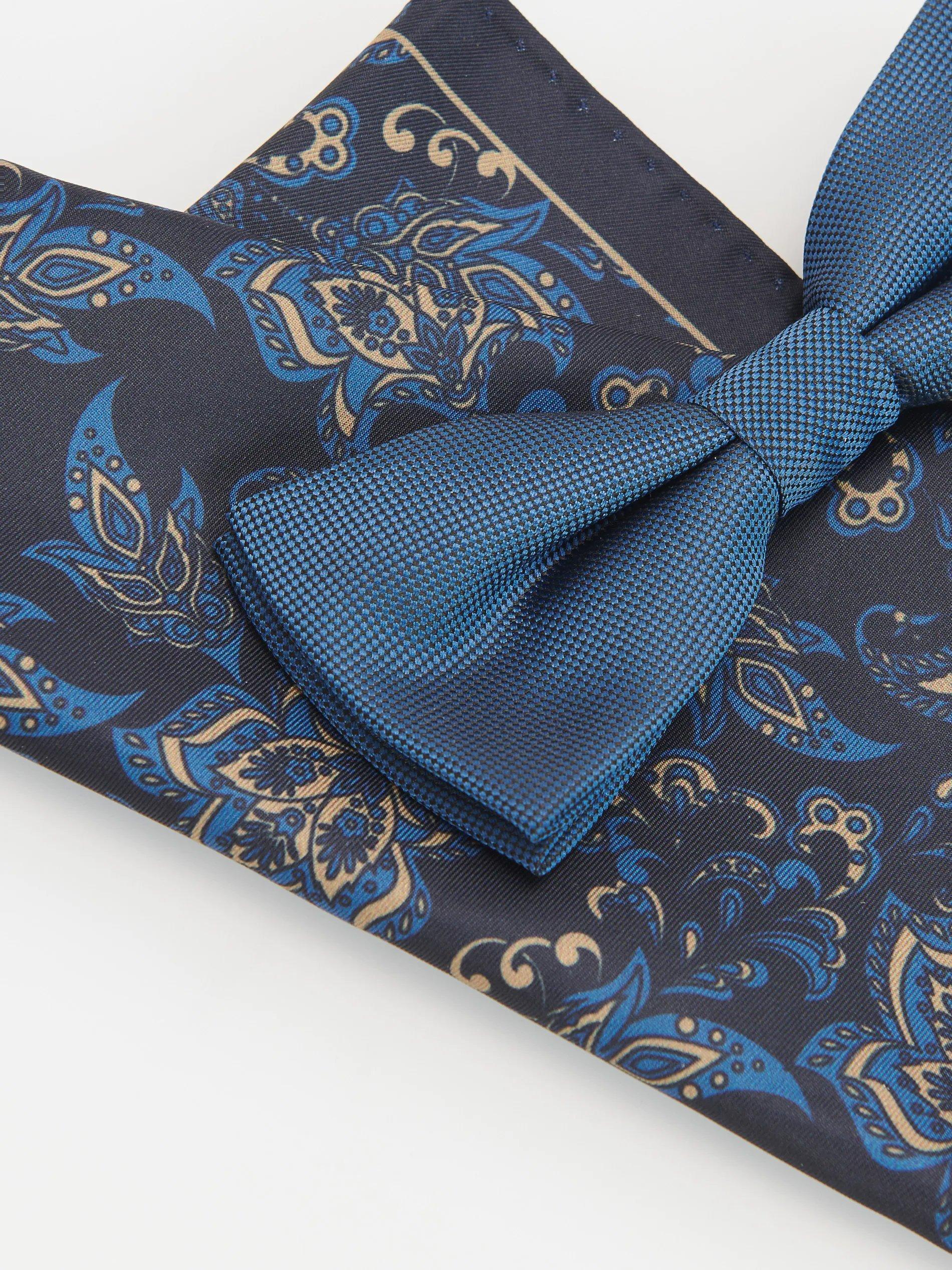 Blue Bow Tie And Pocket Square, Men, , large image number 1