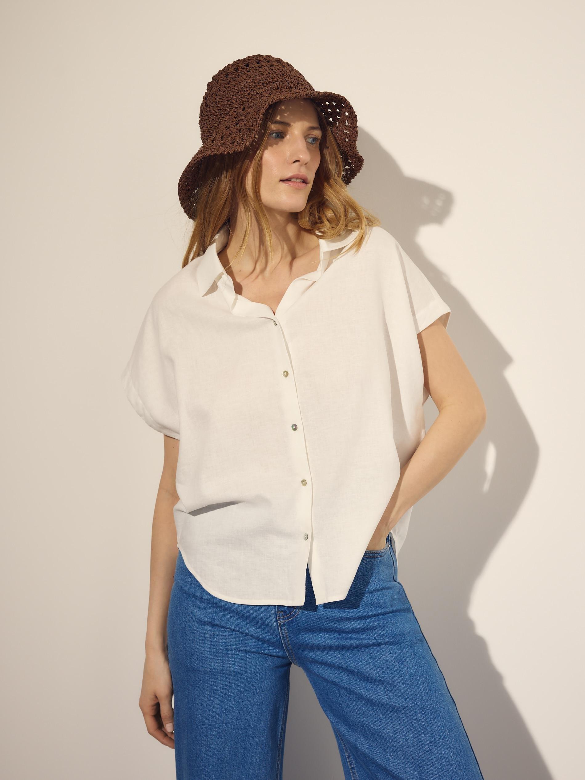 White Linen Rich Shirt, White, medium