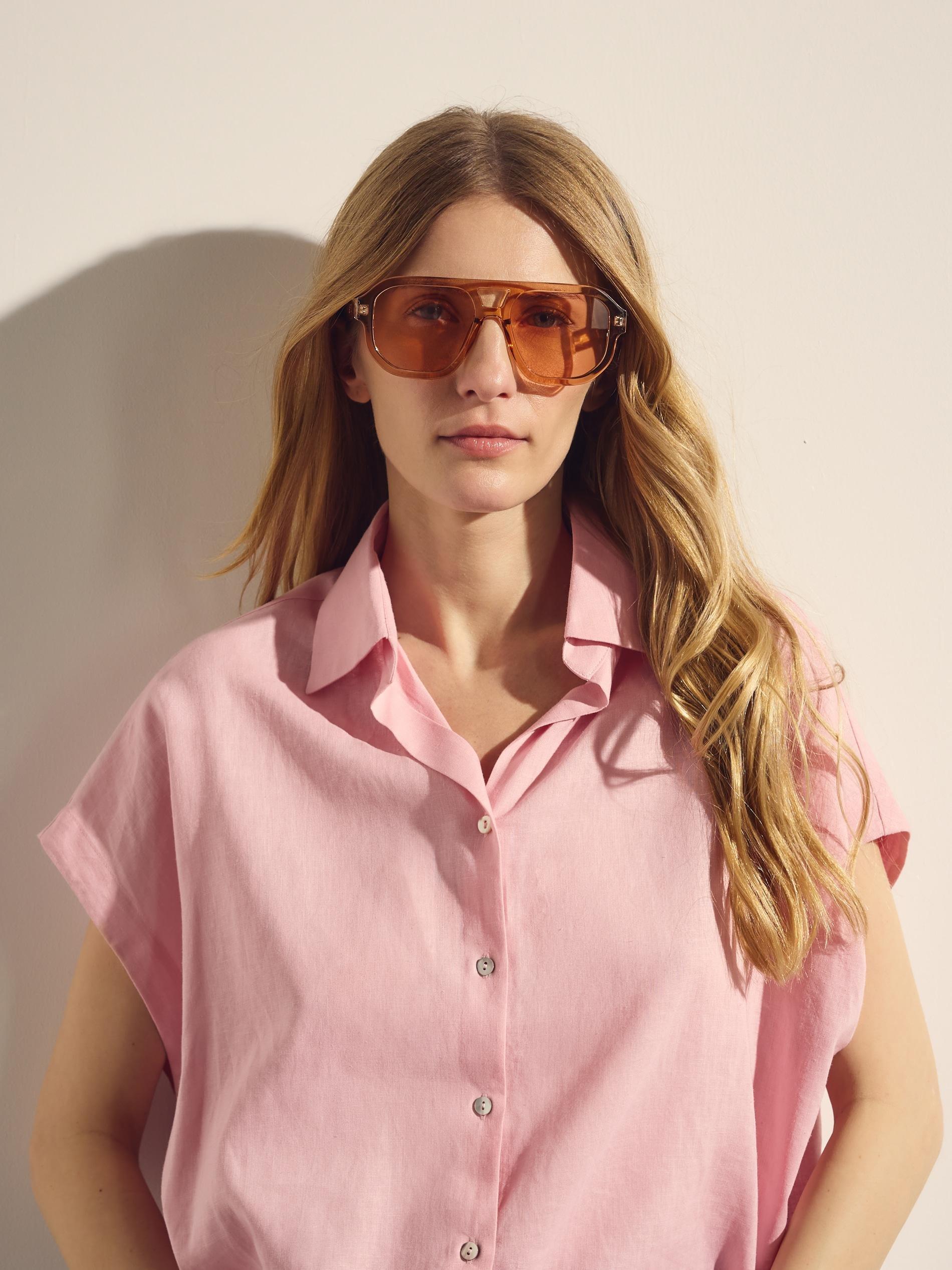Pink Linen Rich Shirt, Pink, large image number 0