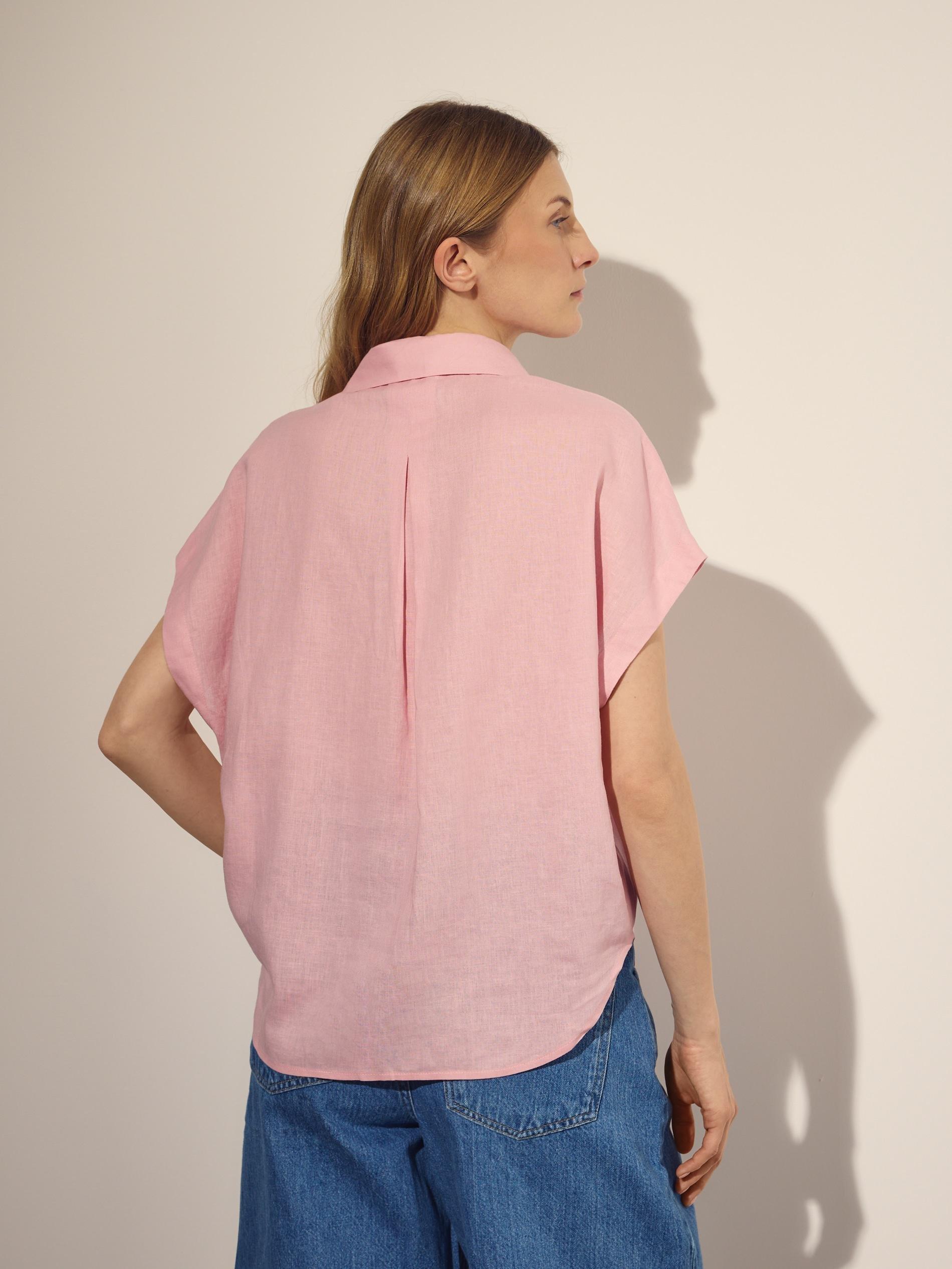 Pink Linen Rich Shirt, Pink, large image number 3
