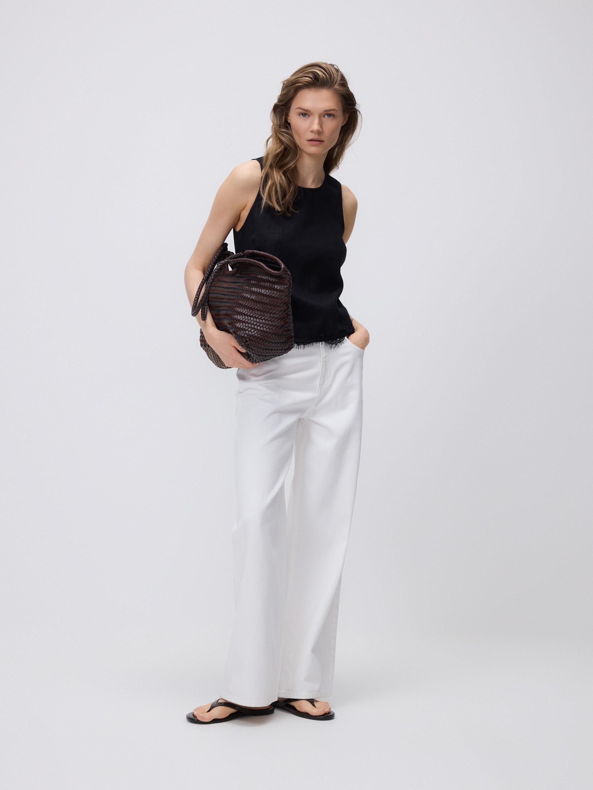 Black Linen Top, Black, large image number 0