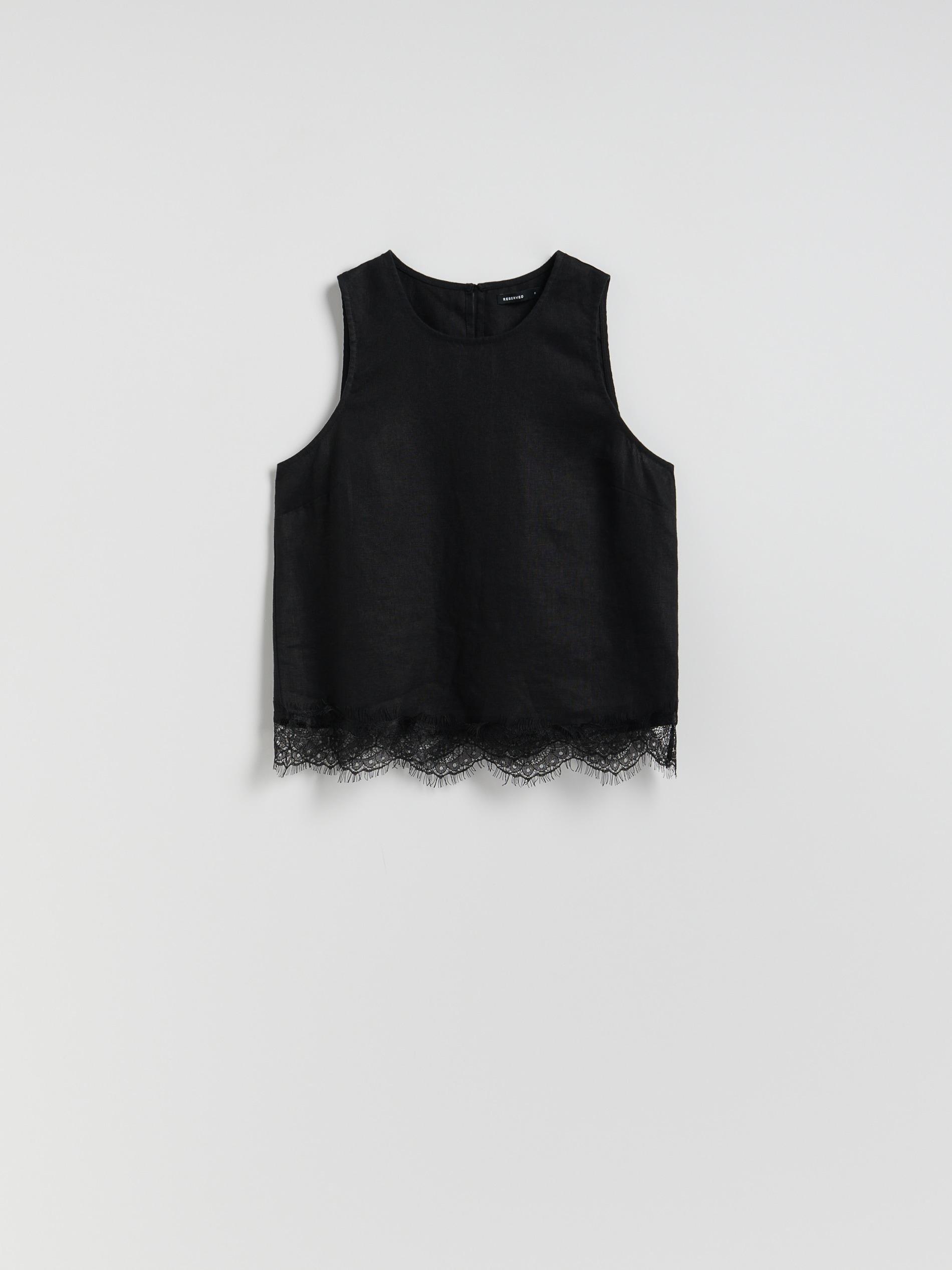 Black Linen Top, Black, large image number 4