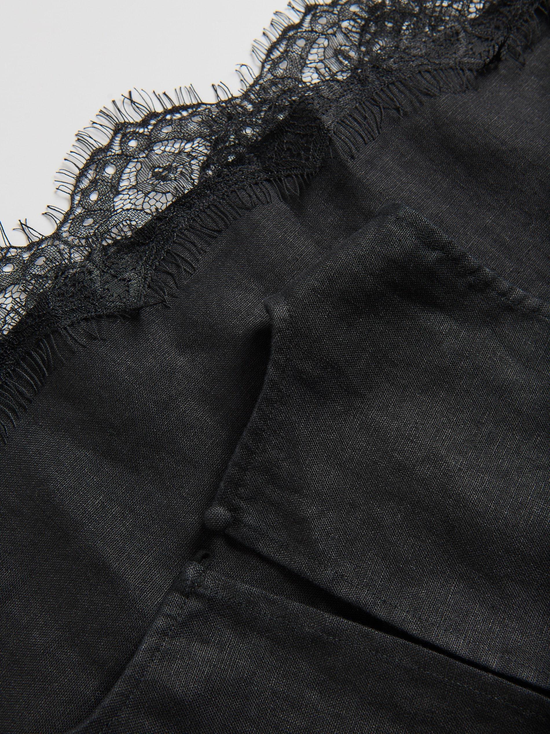 Black Linen Top, Black, large image number 5
