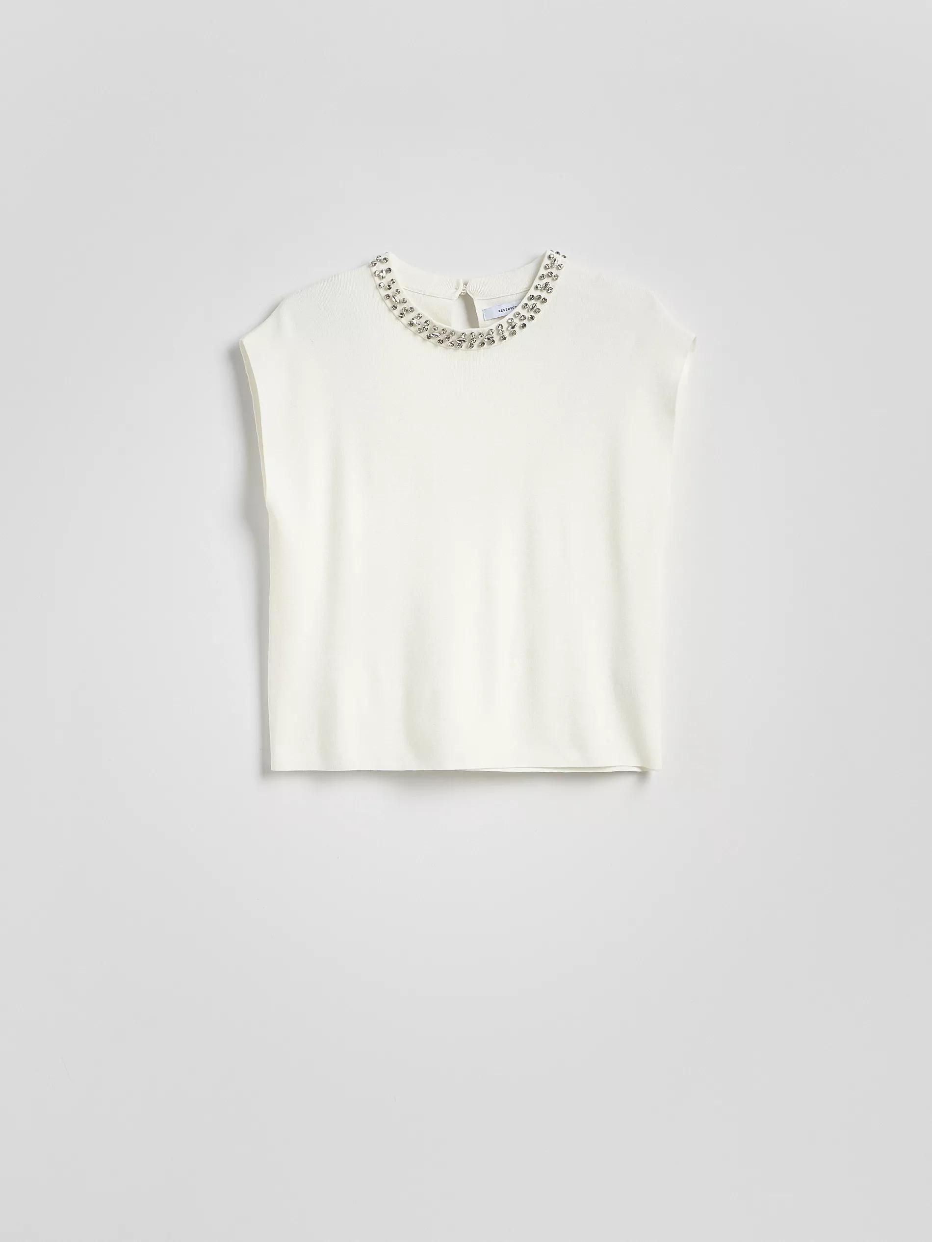 Cream Blouse With Decorative Stones, , large image number 0