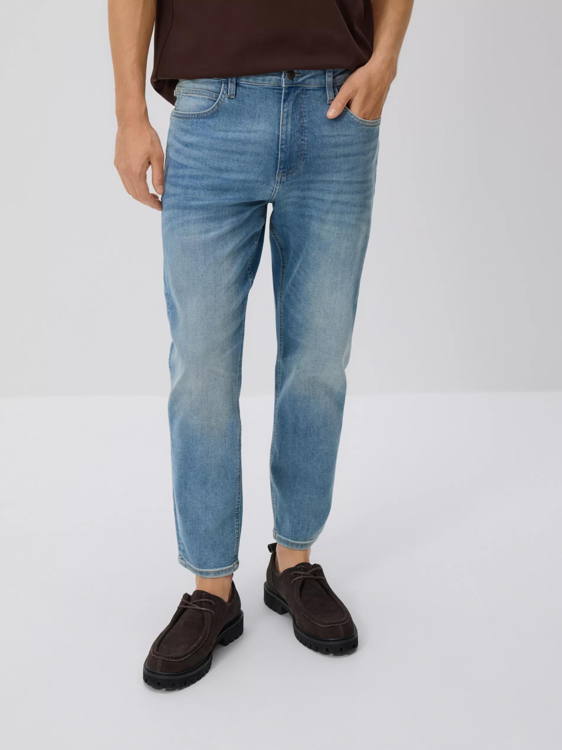 BLUE Carrot slim jeans with wash effect, Blue, medium