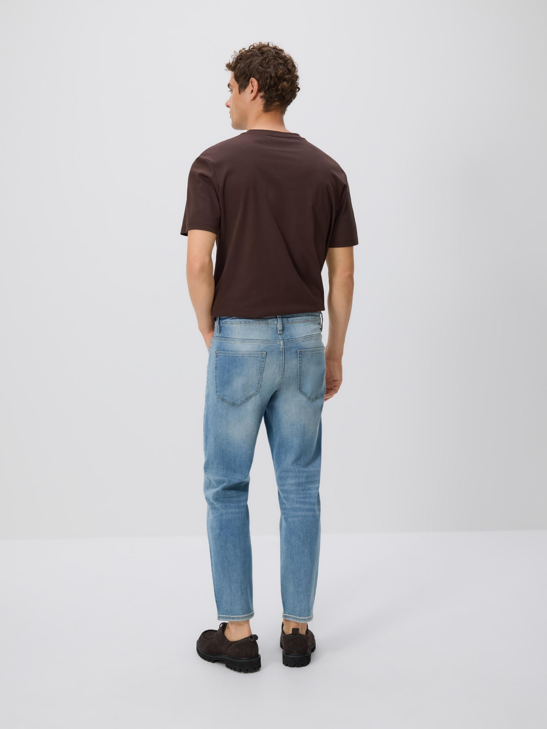 BLUE Carrot slim jeans with wash effect, Blue, medium