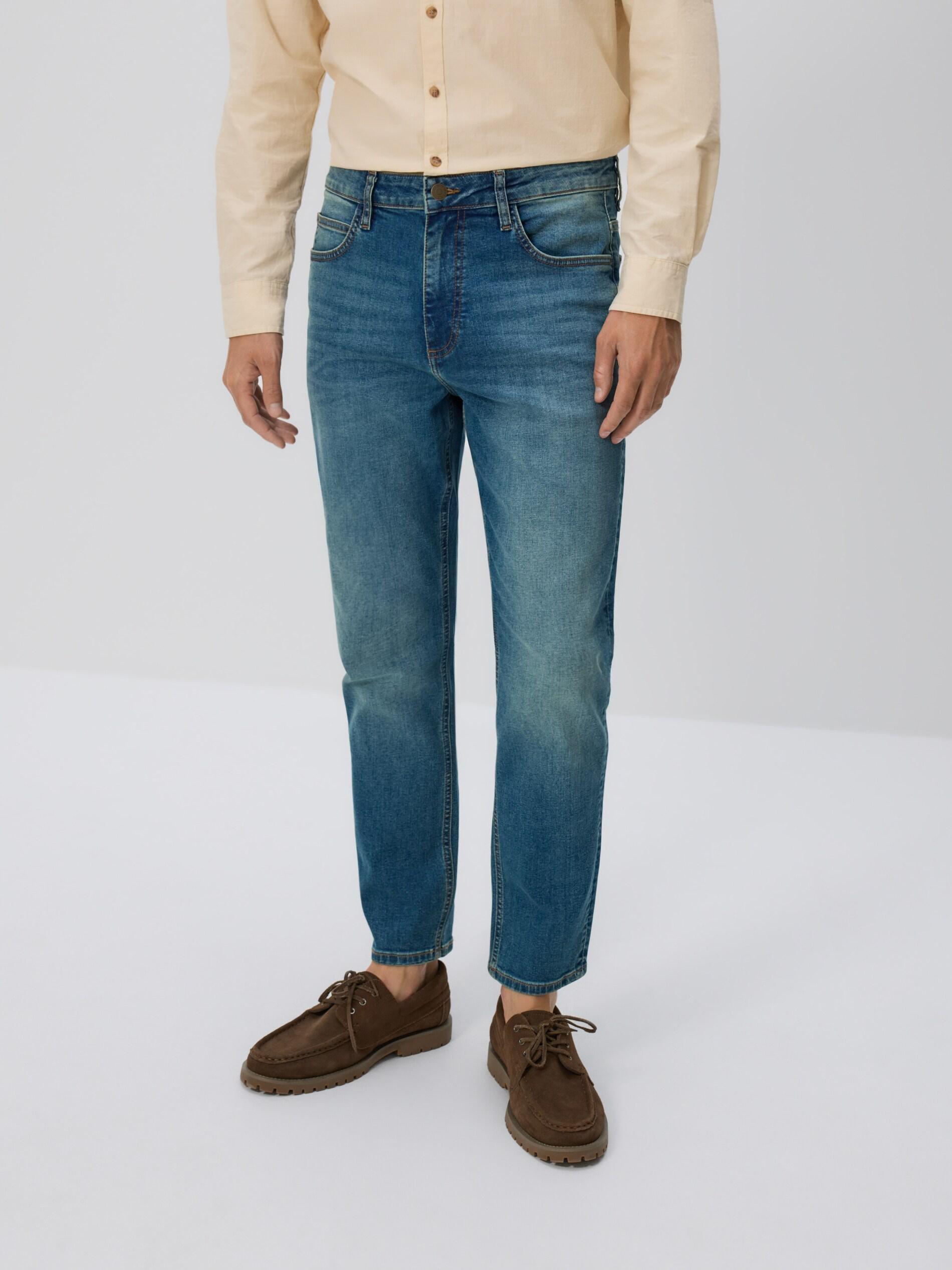 INDIGO JEANS Carrot slim jeans with wash effect, Blue, medium