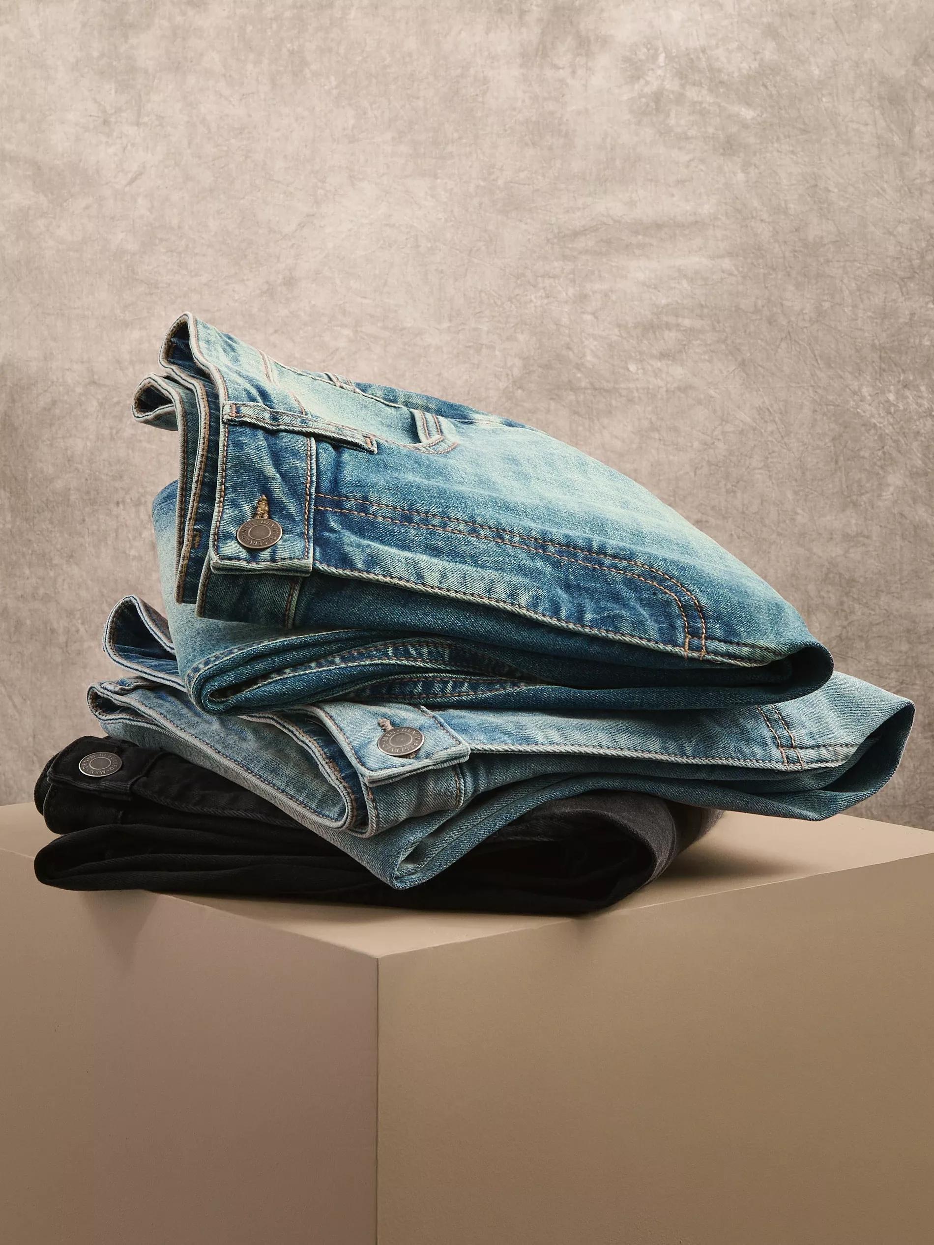 Blue Jeans Carrot Slim Jeans With Wash Effect, , large image number 5
