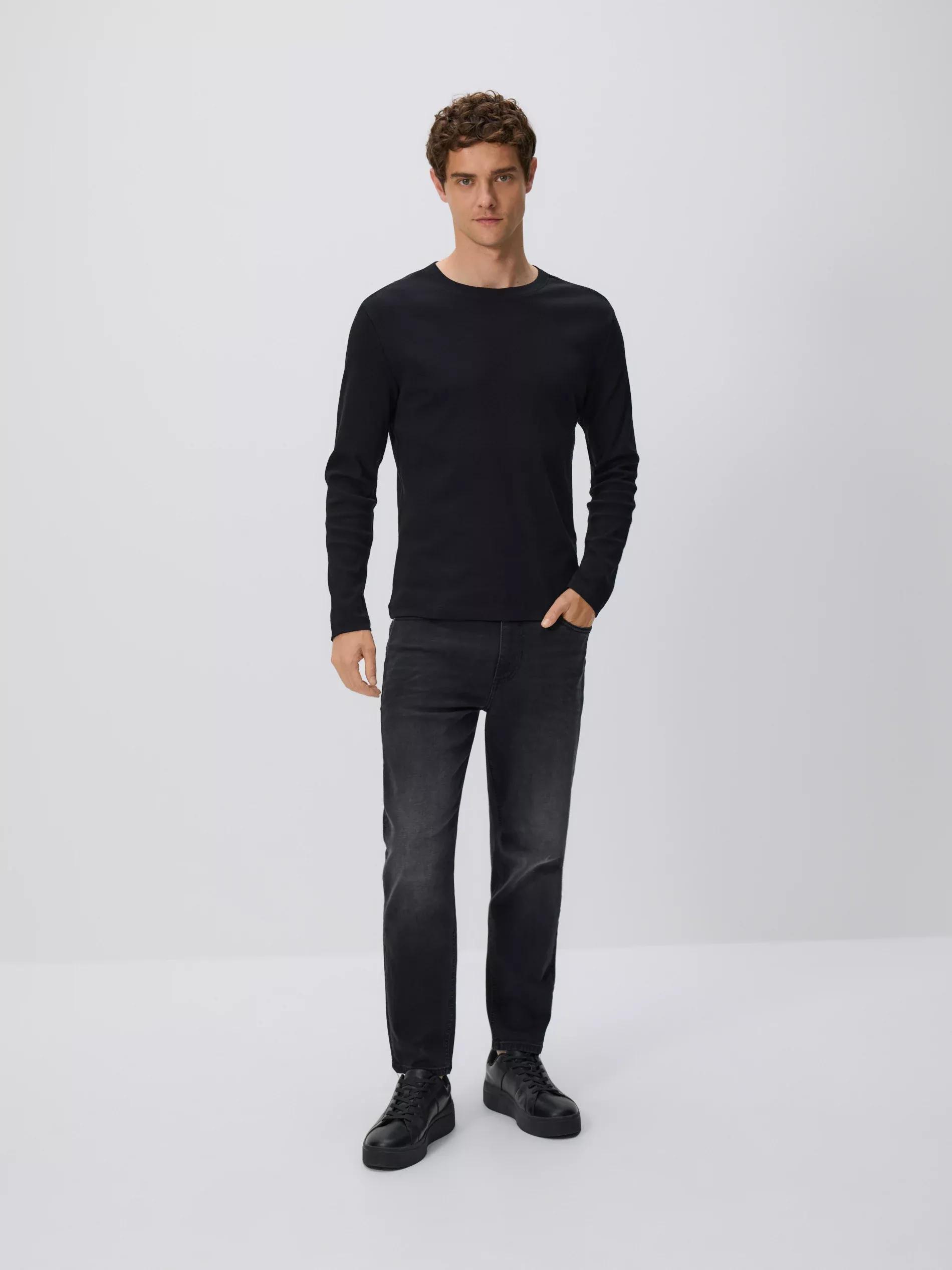 Black Carrot Slim Jeans With Wash Effect, Black, large image number 0