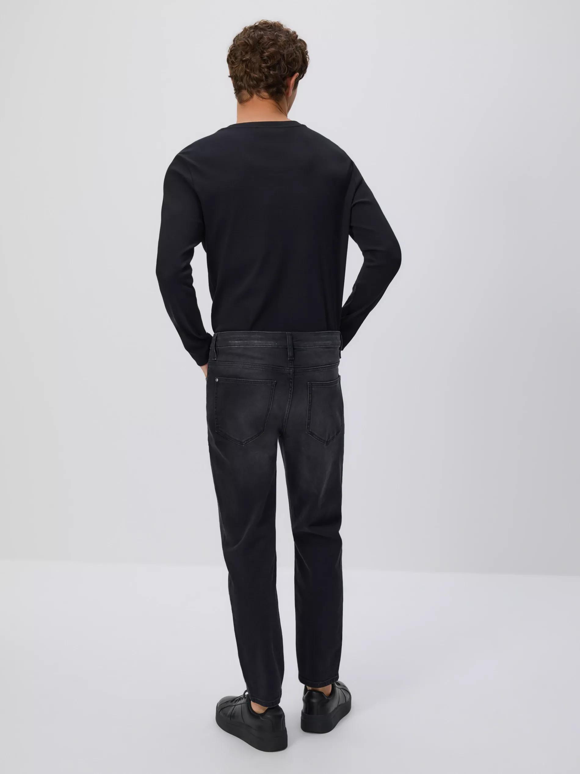 BLACK Carrot slim jeans with wash effect, Black, medium