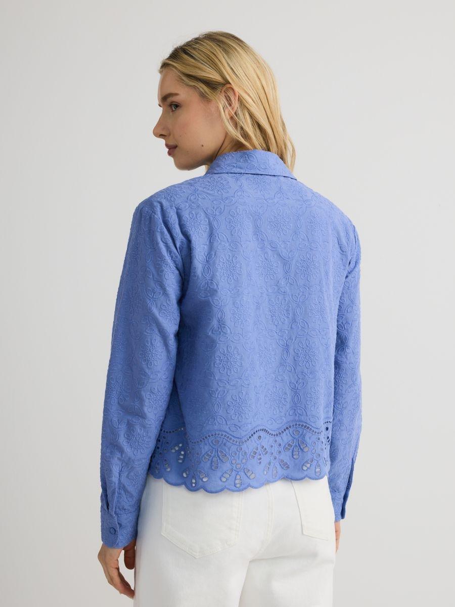 Blue Cotton Shirt With Embroidery, , large image number 2