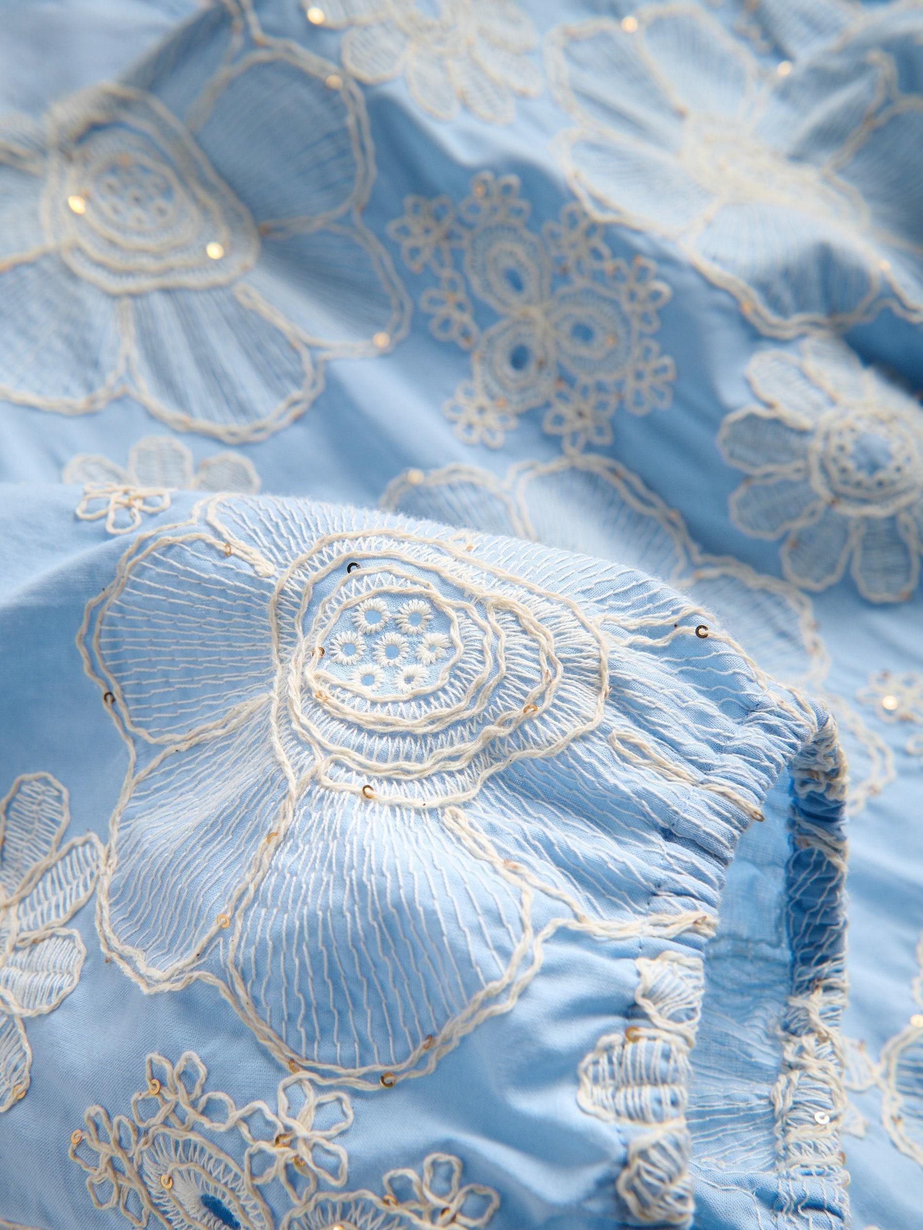Blue Blouse With Embroidery Detailing, Blue, large image number 4