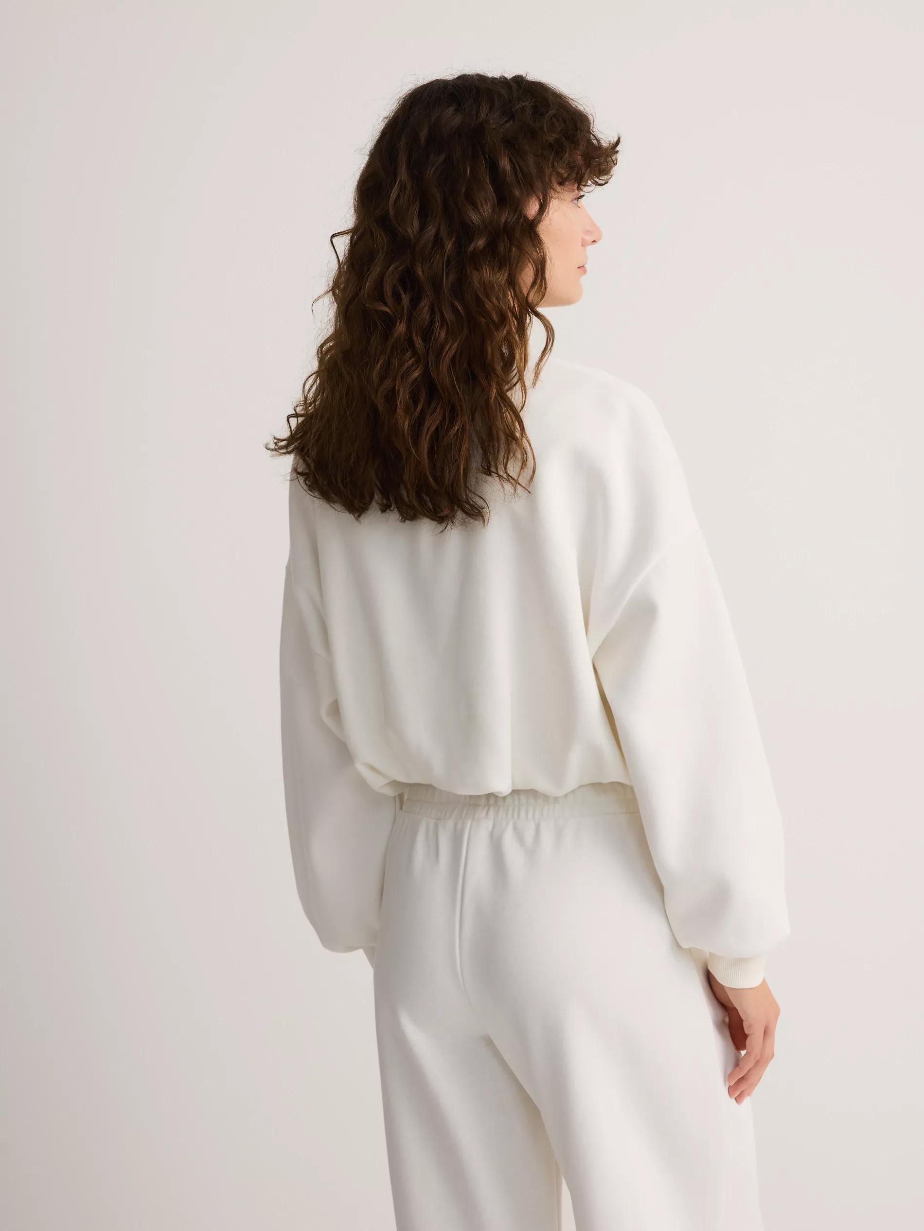 CREAM Cropped sweatshirt with ribbed hem, , large image number 3