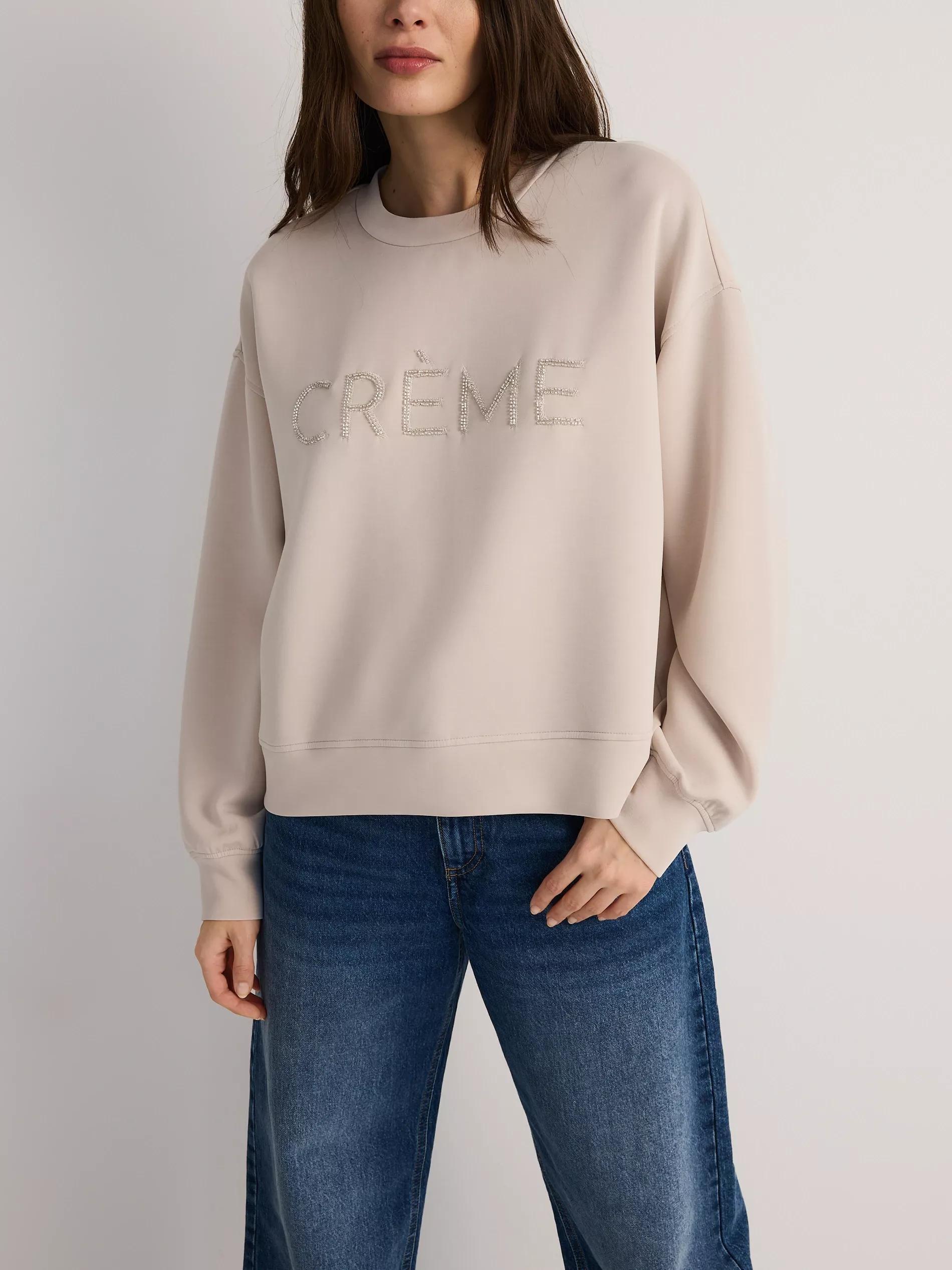 Beige Sweatshirt With Embroidery Detailing, , large image number 0