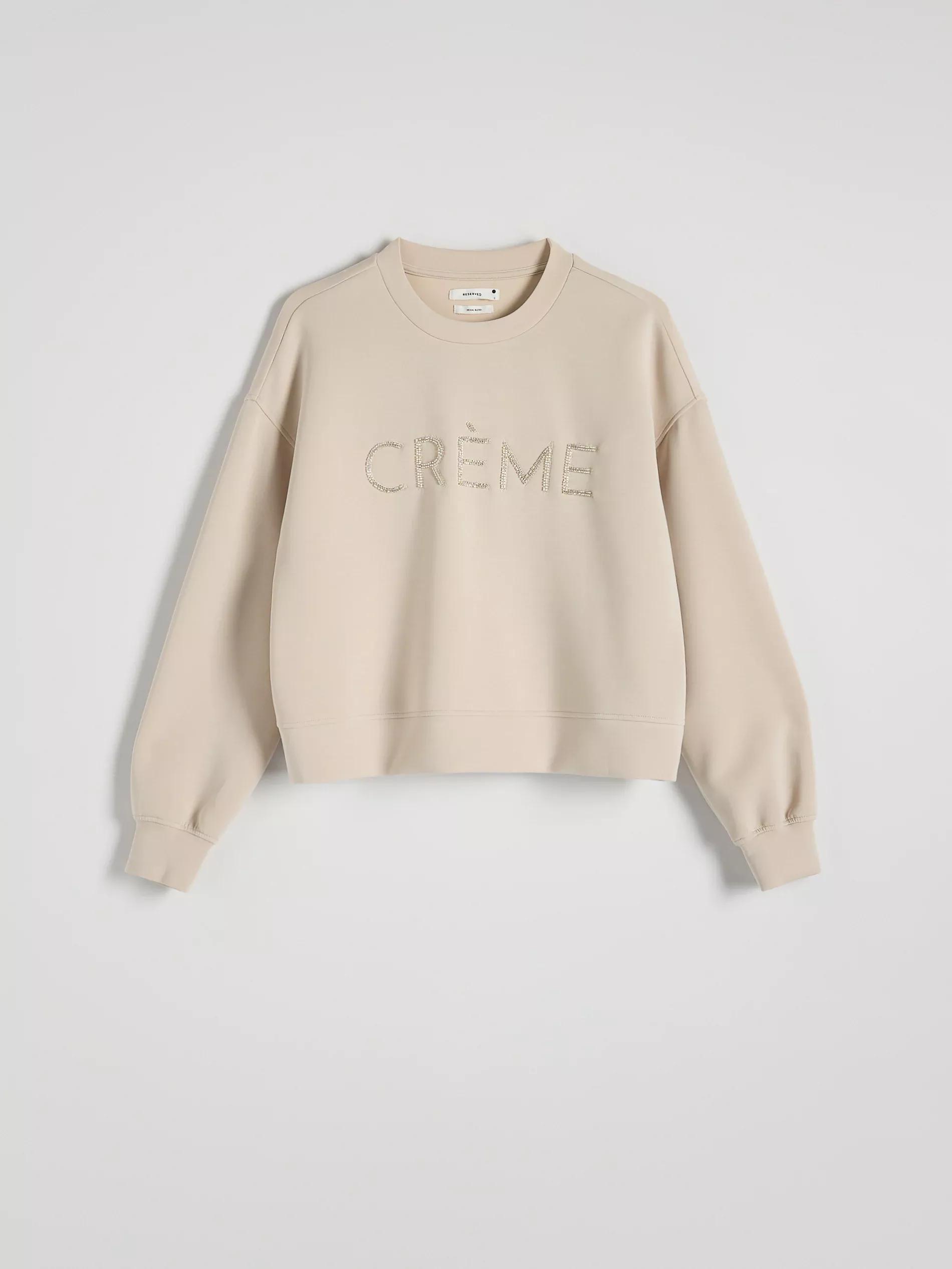 Beige Sweatshirt With Embroidery Detailing, , large image number 1