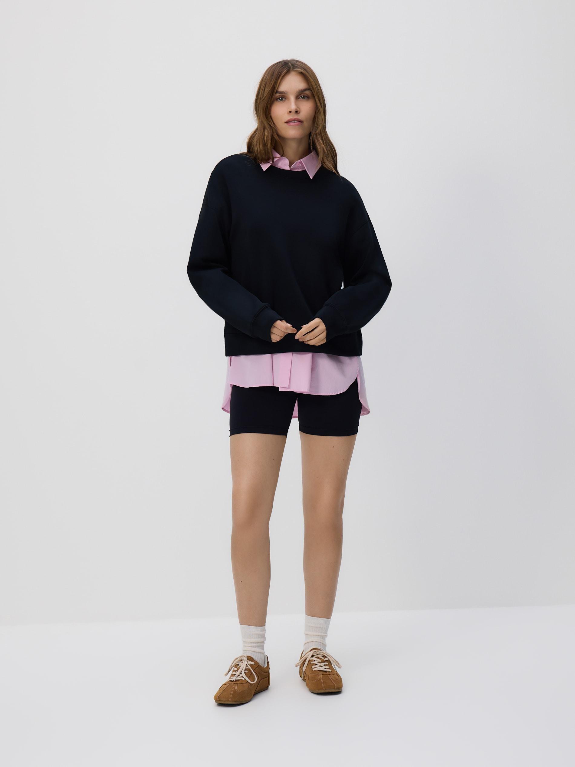 Black Biker Shorts, Black, large image number 1