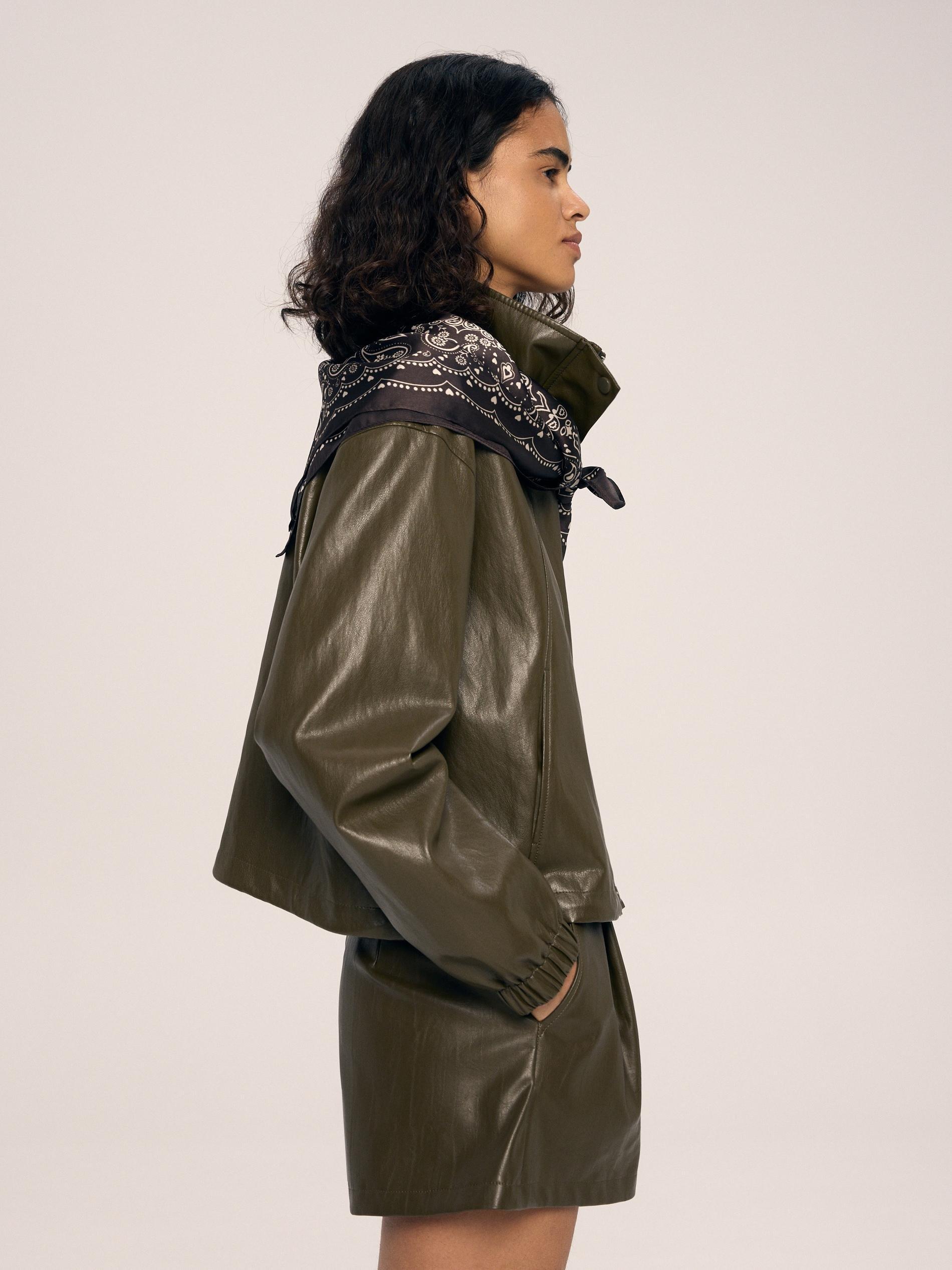 Brown Faux Leather Shorts, Khaki, medium