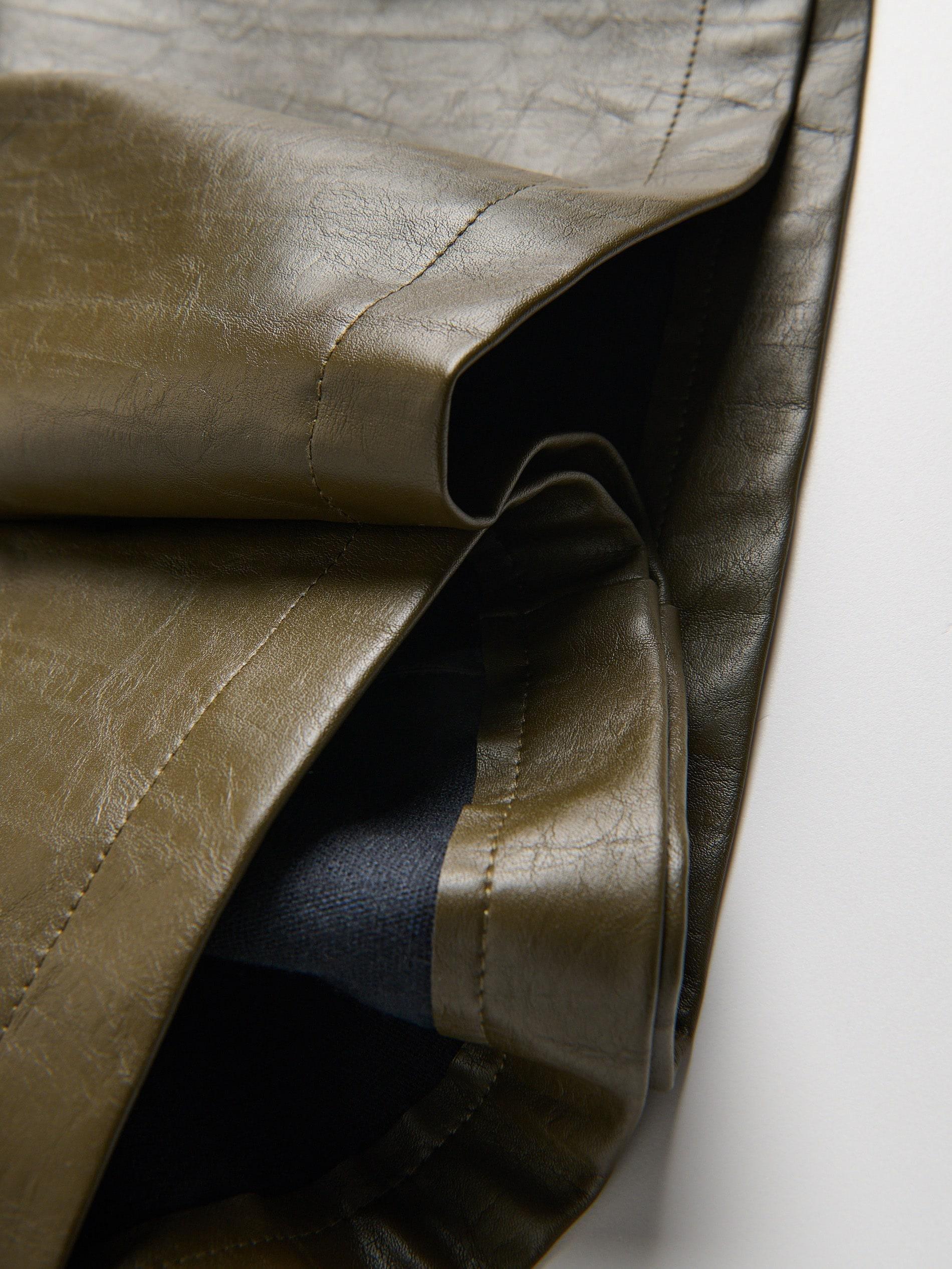 Brown Faux Leather Shorts, Khaki, large image number 6