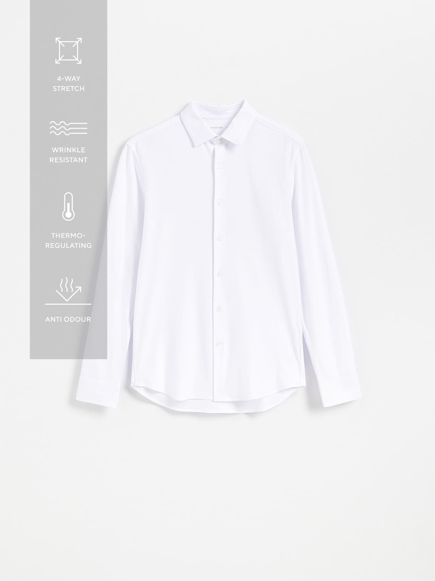 White Slim Fit Plain Shirt, White, large image number 0
