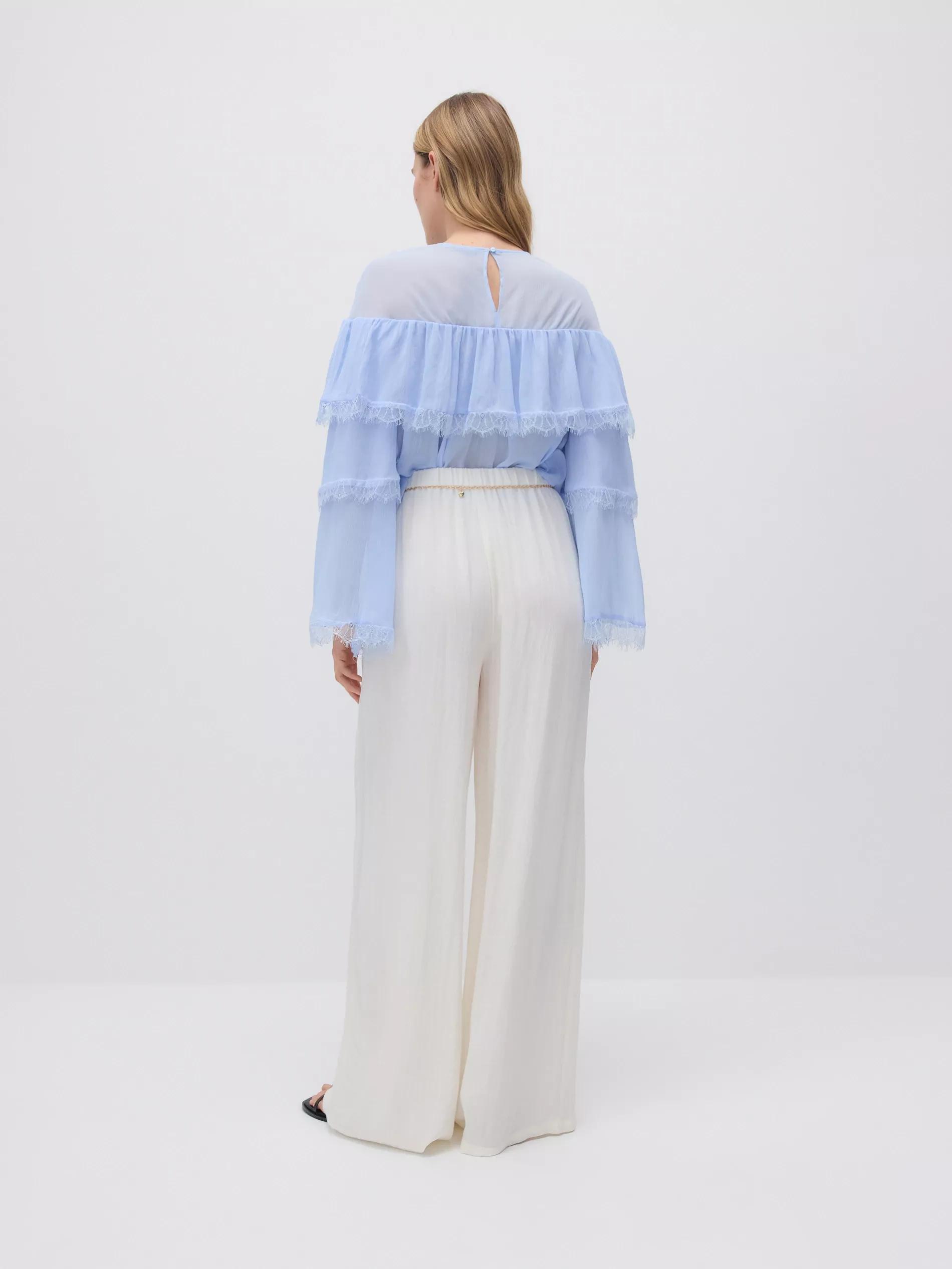 Cream Loose Trousers With Chain Detail, , large image number 3