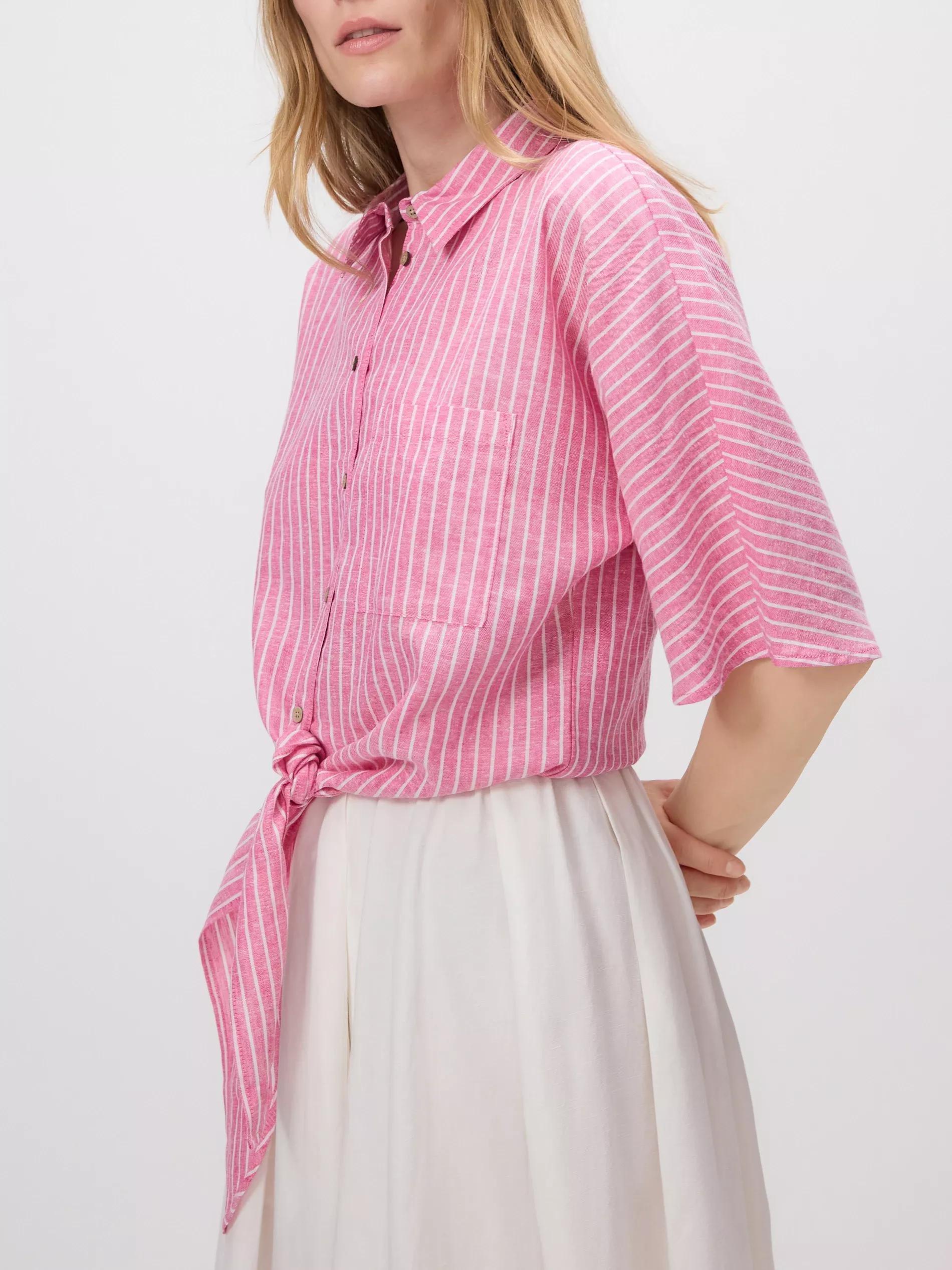 Fuchsia Patterned Linen Rich Shirt, Pink, large image number 2