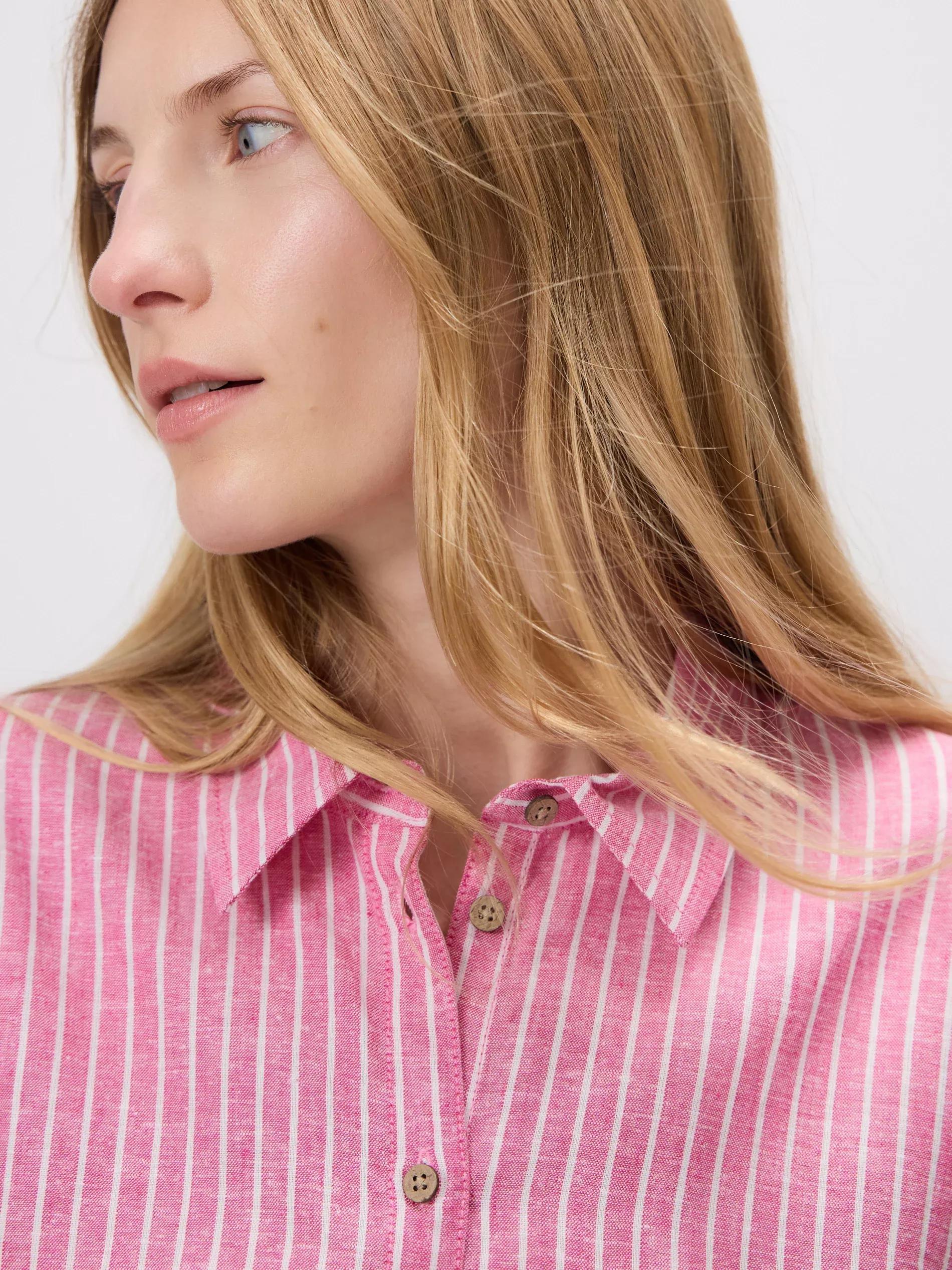 Fuchsia Patterned Linen Rich Shirt, Pink, large image number 3