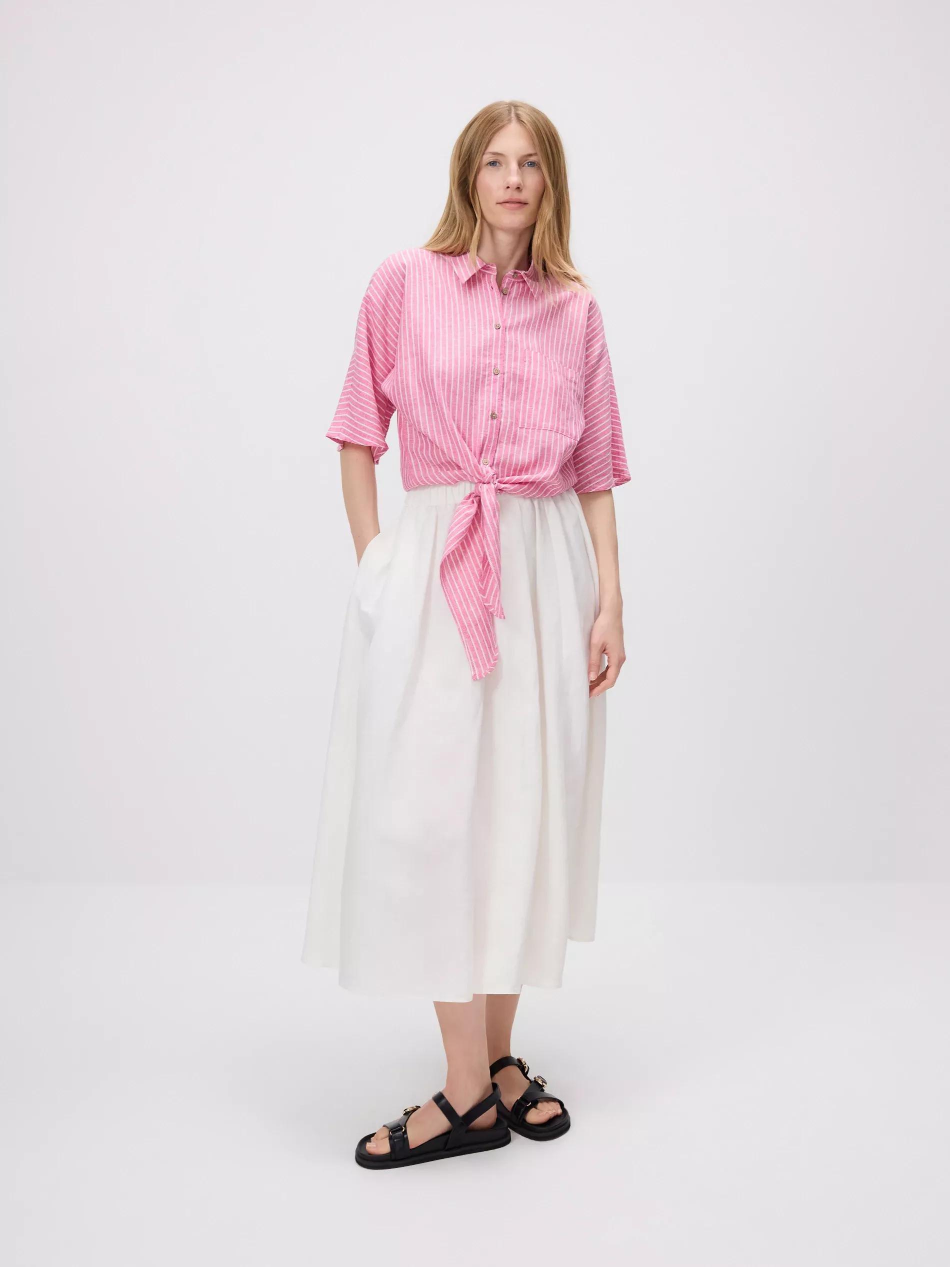 Fuchsia Patterned Linen Rich Shirt, Pink, large image number 4