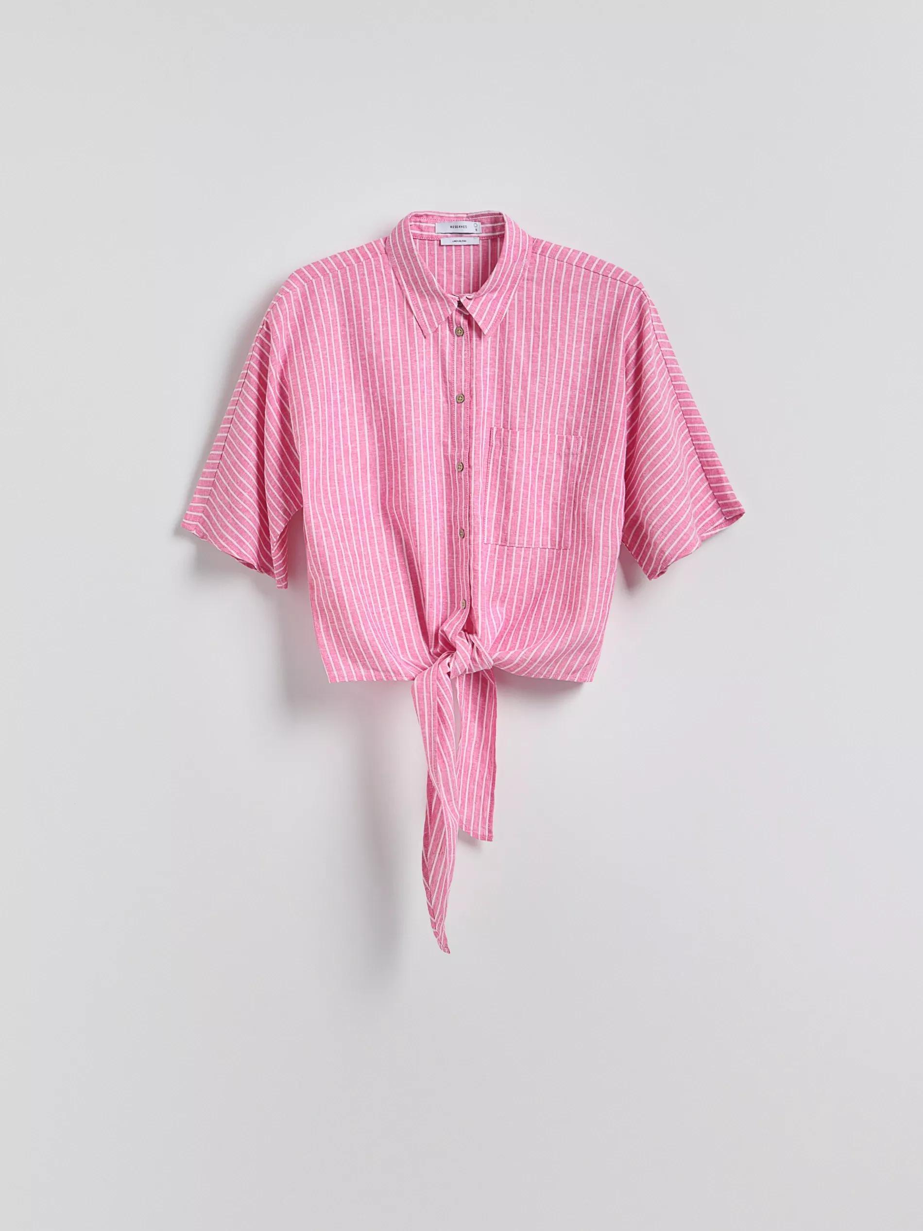 Fuchsia Patterned Linen Rich Shirt, Pink, large image number 5