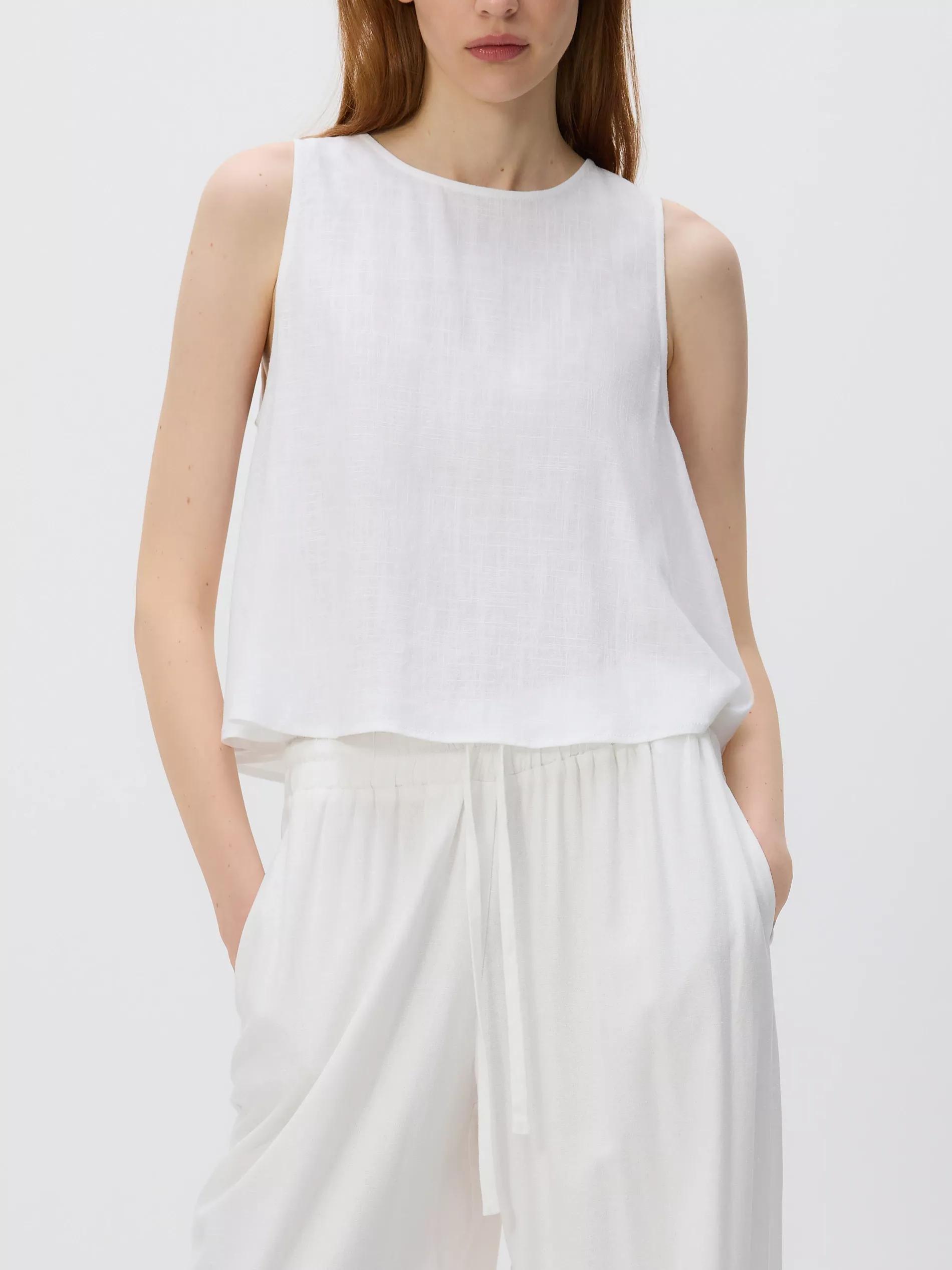 White Linen Blend Top, , large image number 3