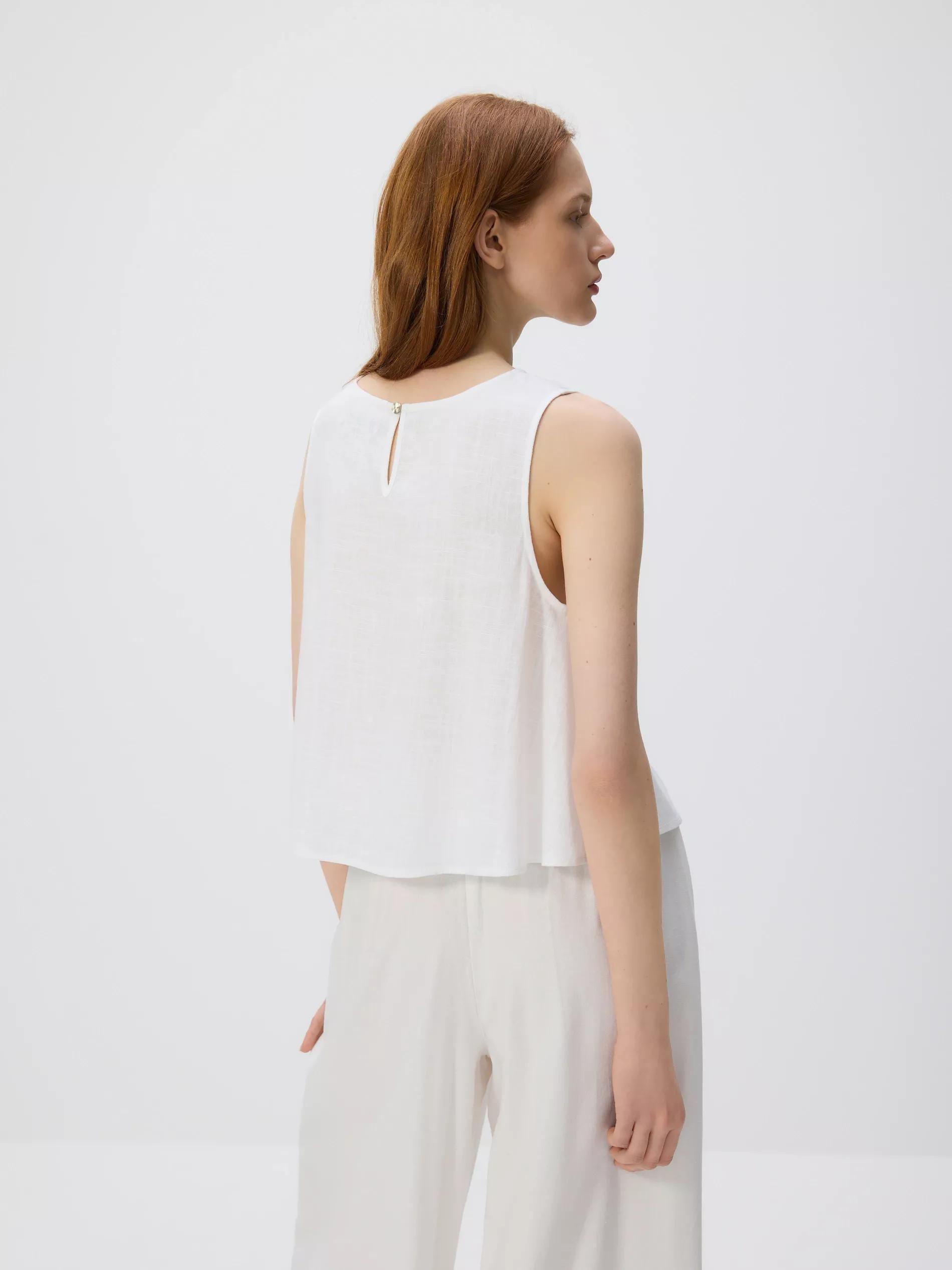 White Linen Blend Top, , large image number 4
