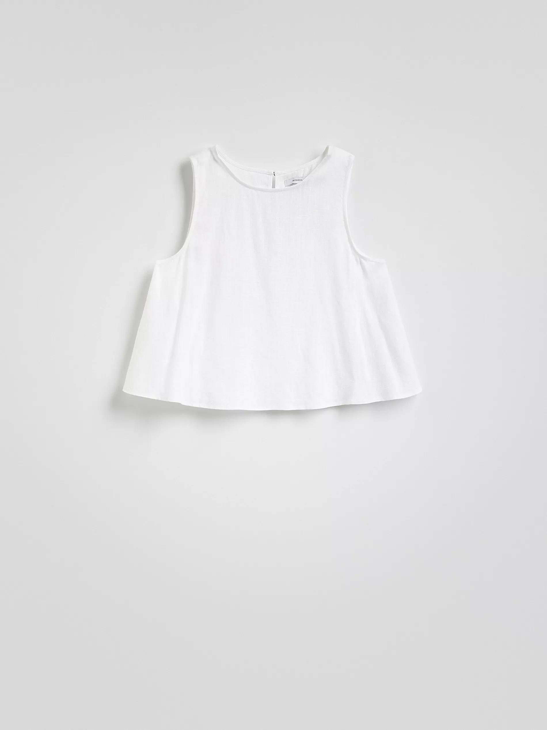 White Linen Blend Top, , large image number 5