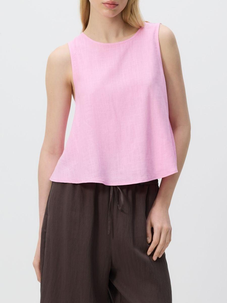 Pink Linen Blend Top, , large image number 0