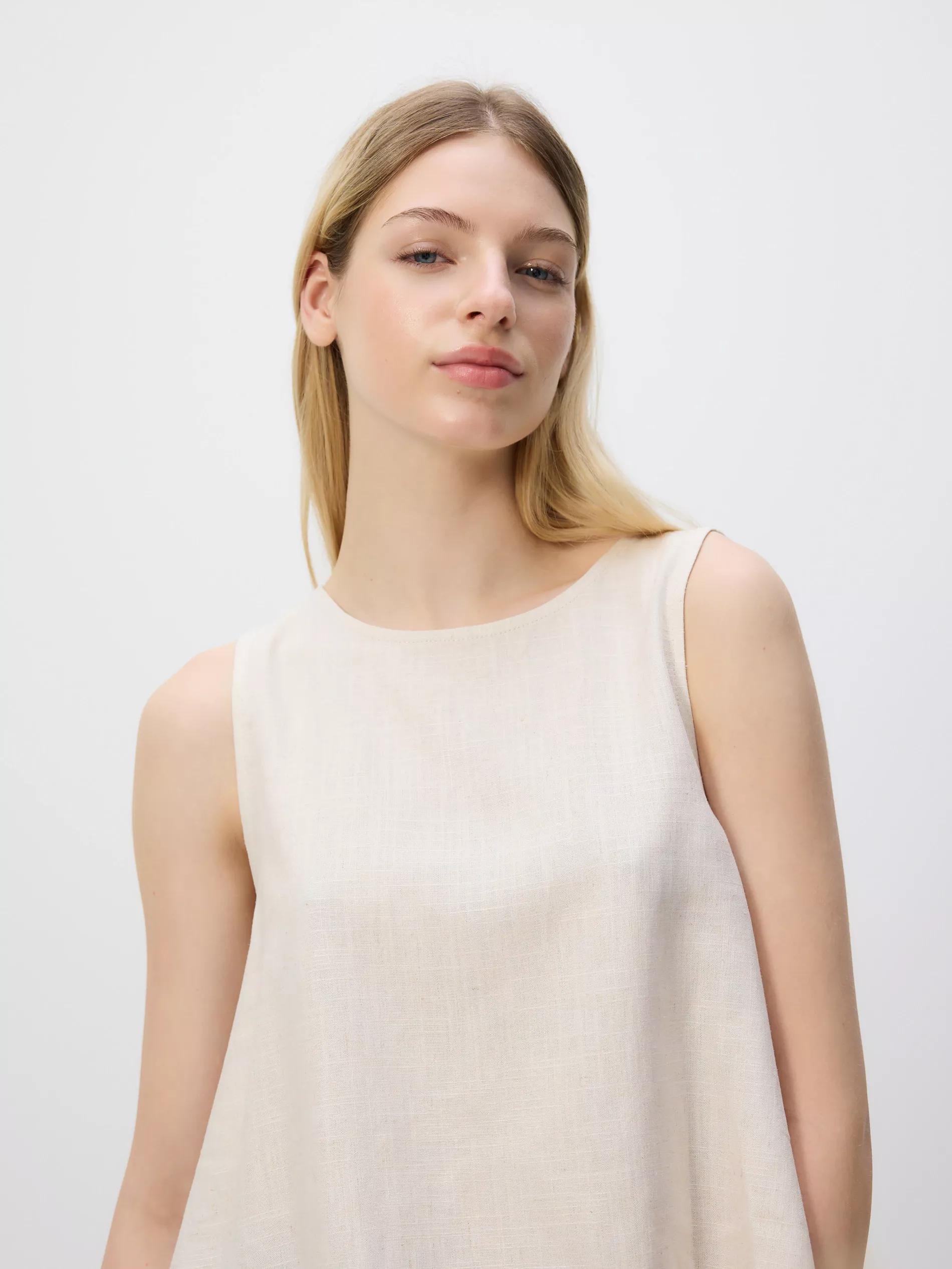 BEIGE Linen blend top, Beige, large image number 0